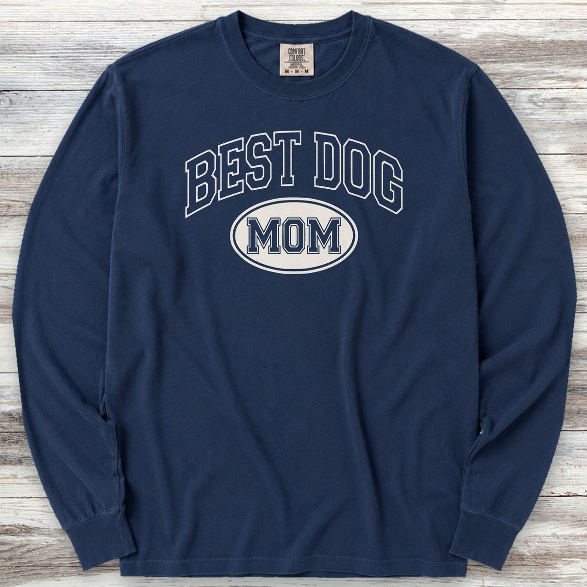 Best Dog University Mom Long Sleeve Tee - True Navy