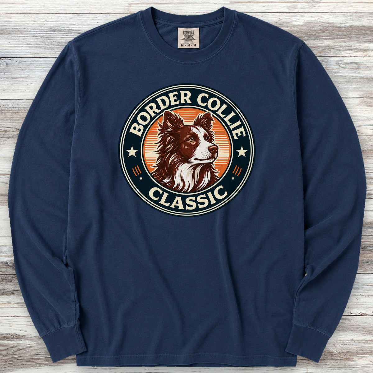 Border Collie Red Classic Long Sleeve Tee - True Navy