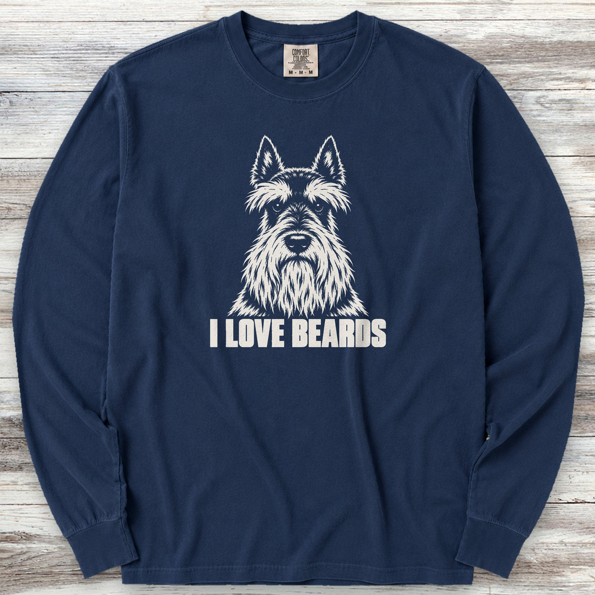 Scottish Terrier I Love Beards Long Sleeve Tee - True Navy
