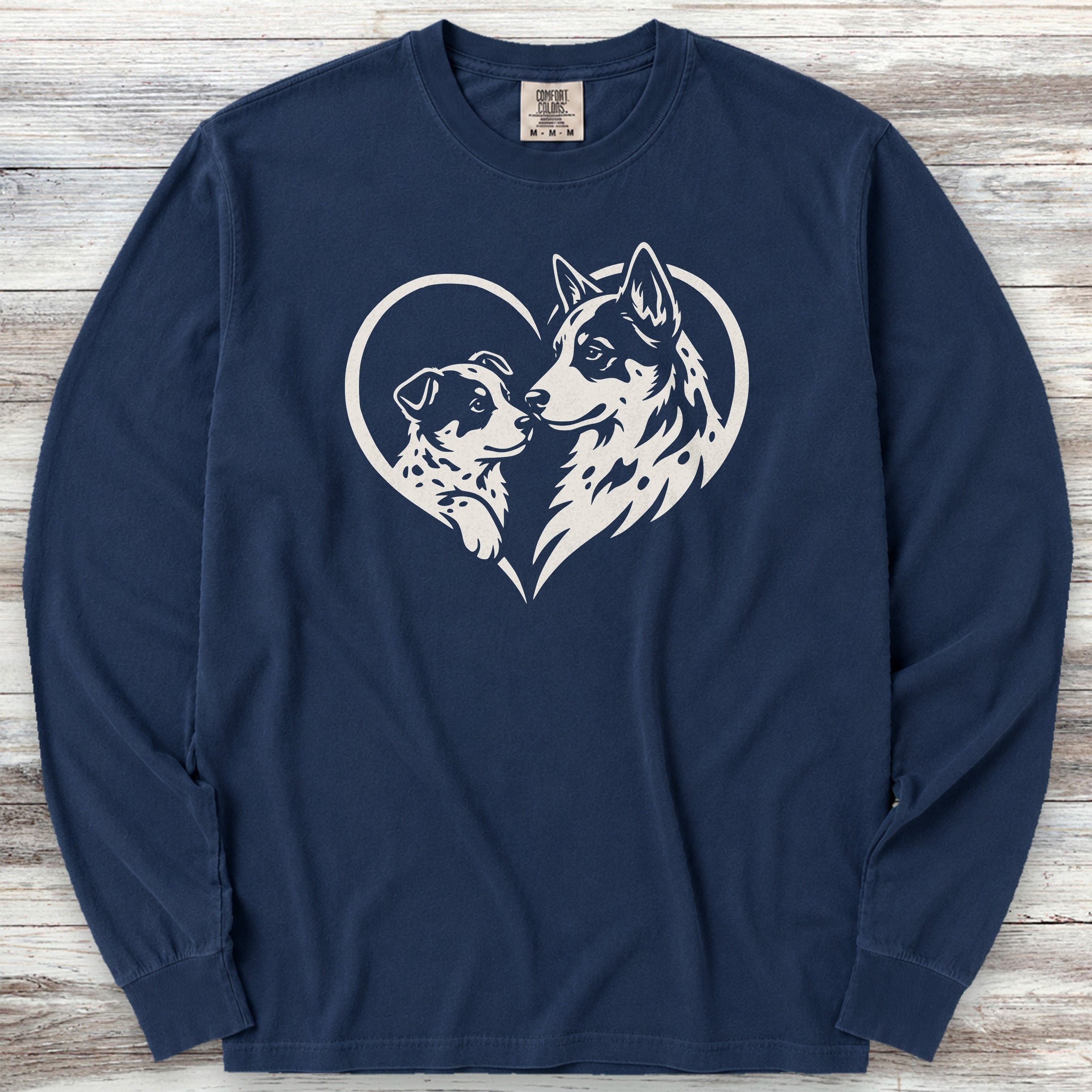 Australian Cattle Dog Heart Bond Long Sleeve Tee - True Navy