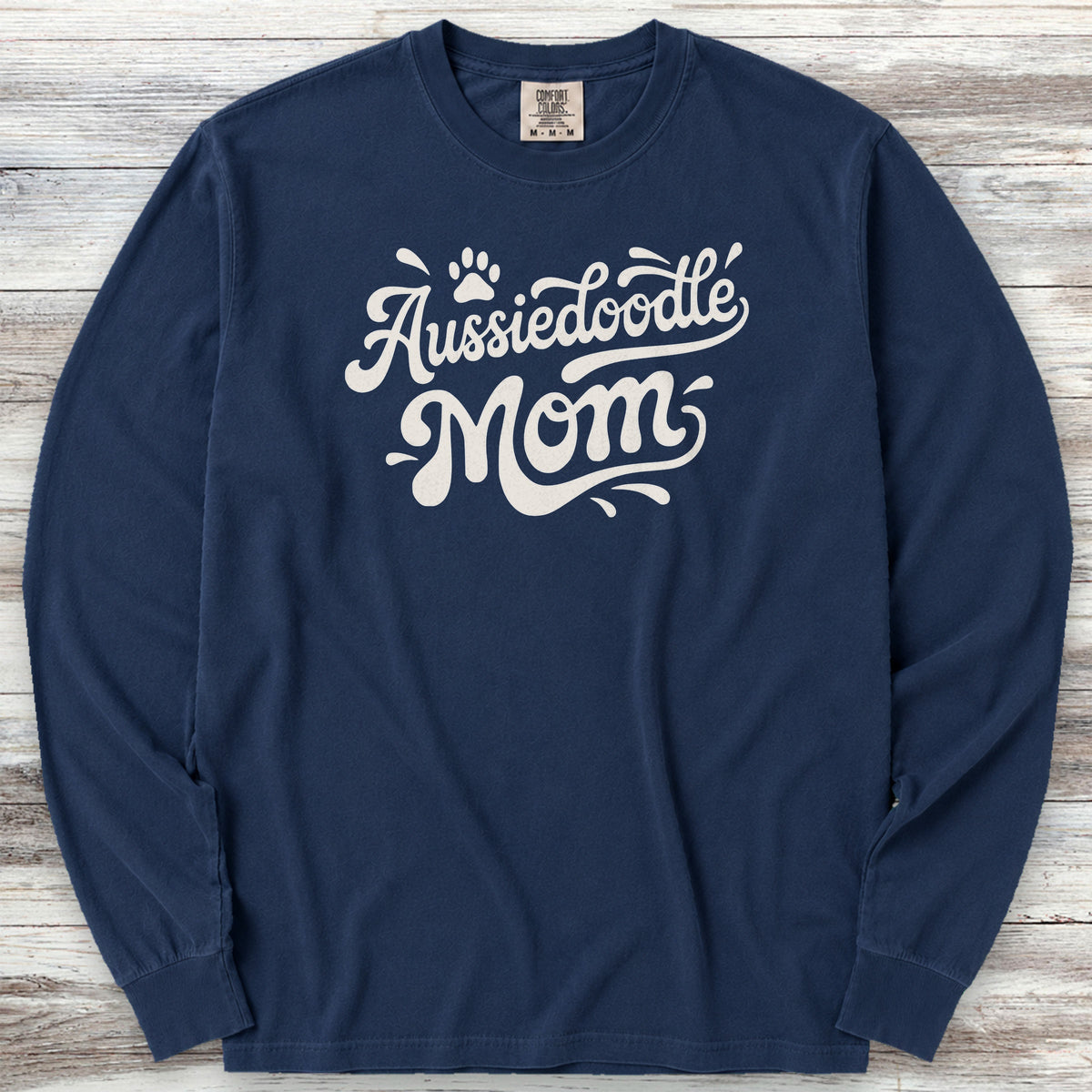 Aussiedoodle Groovy Mom Long Sleeve Tee - True Navy