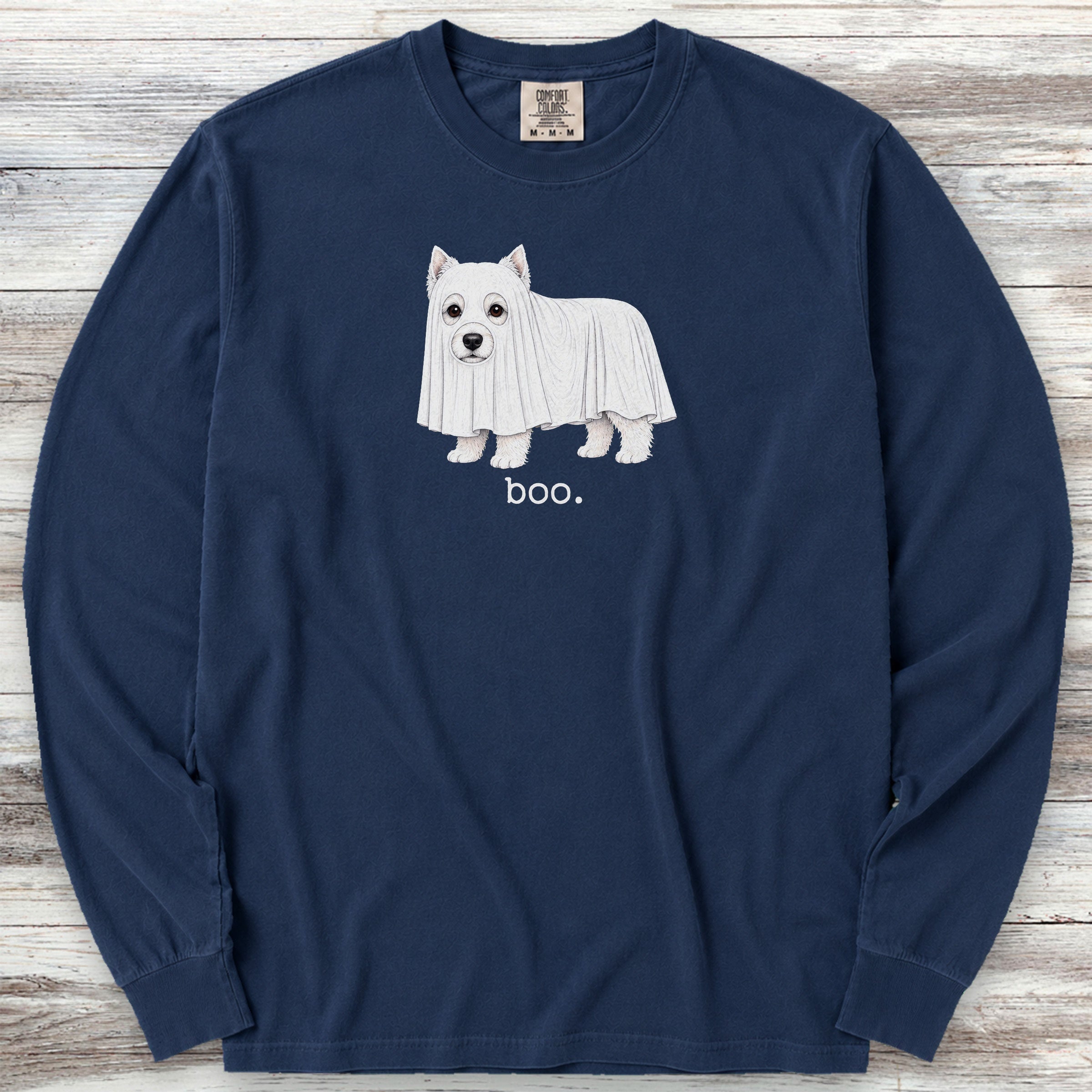 West Highland White Terrier Boo Long Sleeve Tee - True Navy