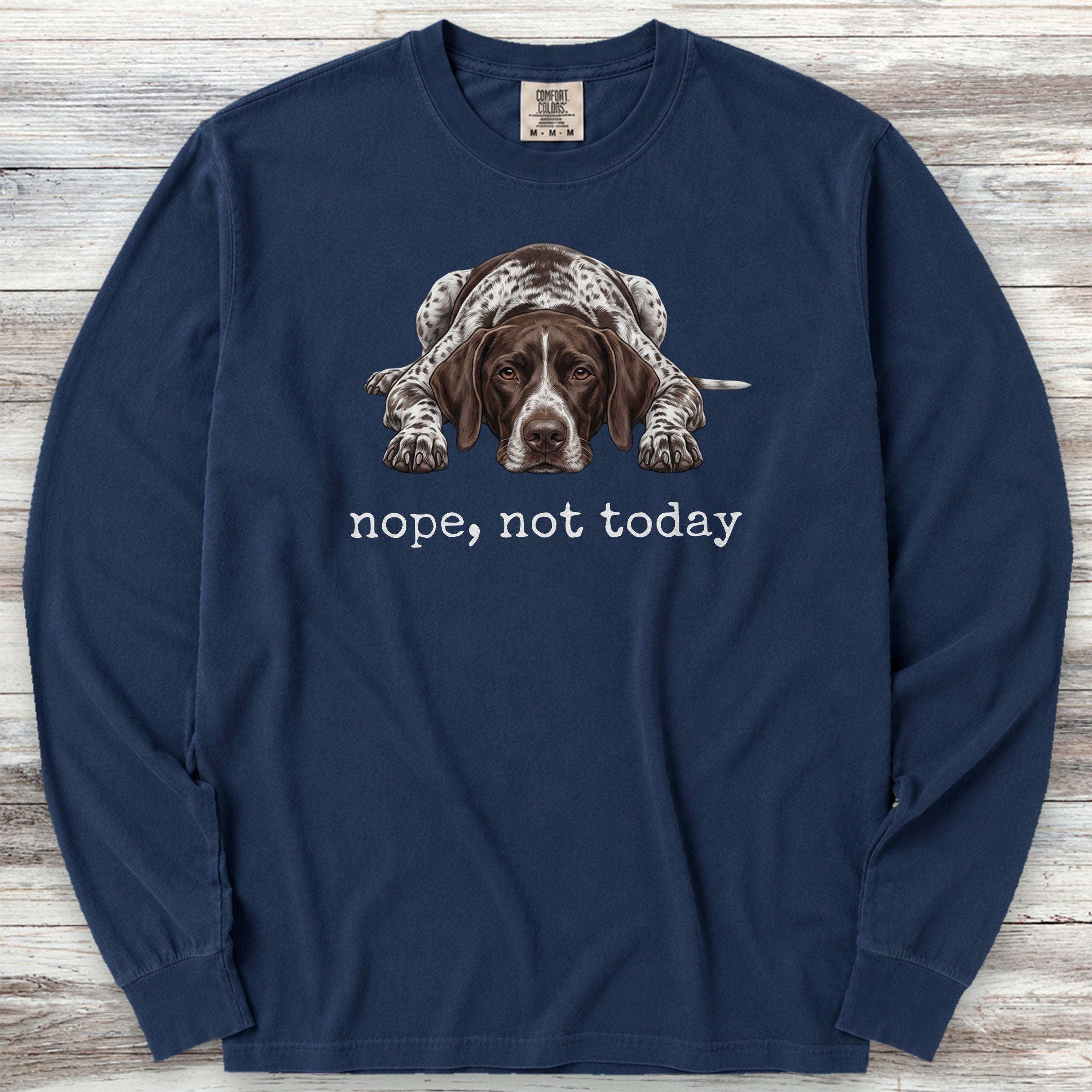 German Shorthaired Pointer Nope Long Sleeve Tee - True Navy