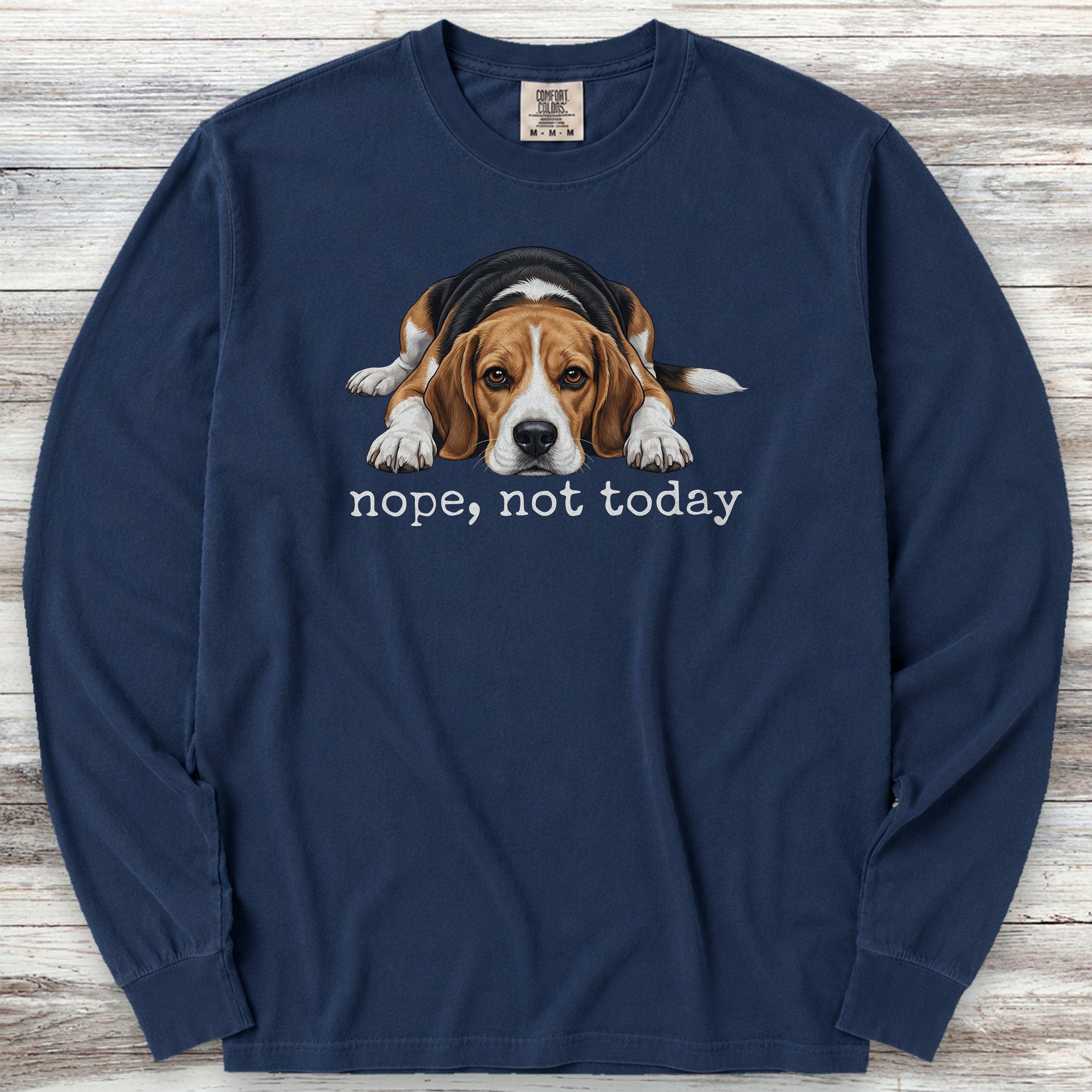 Beagle Nope Long Sleeve Tee - True Navy