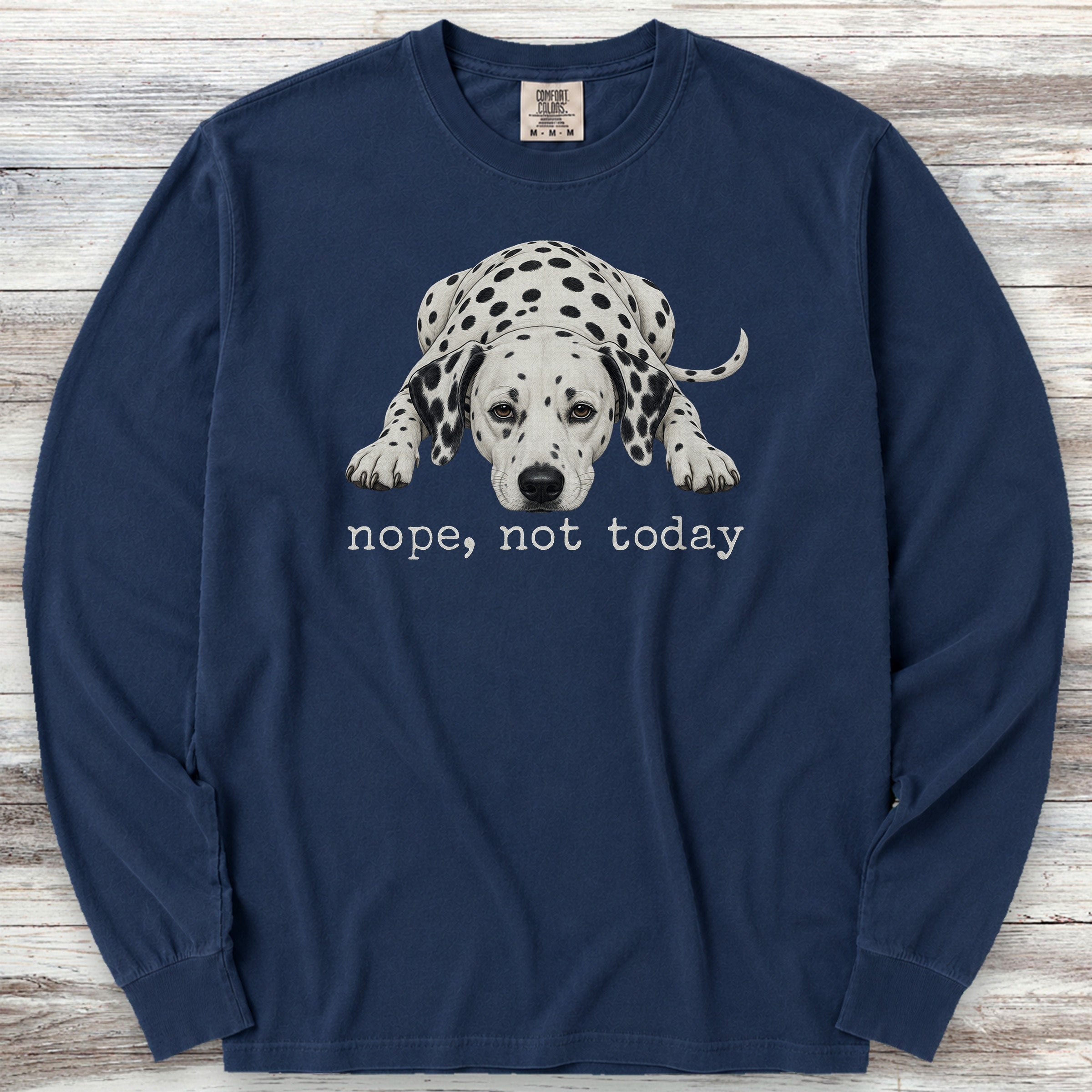 Dalmatian Nope Long Sleeve Tee - True Navy