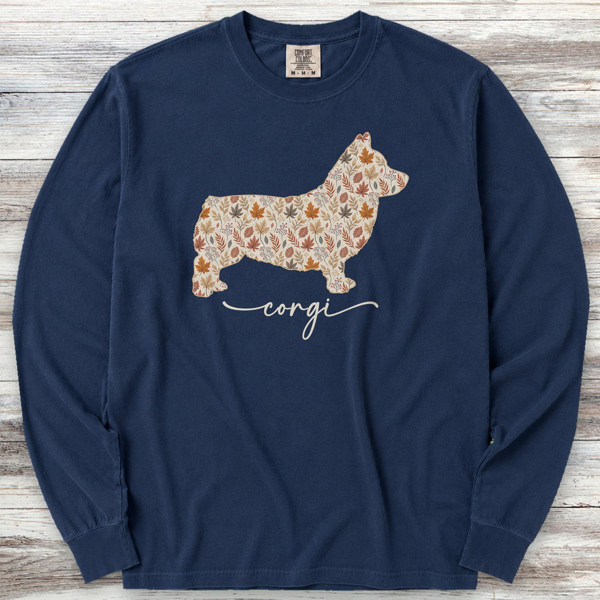 Corgi Fall Long Sleeve Tee - True Navy