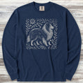 Shetland Sheepdog Linocut Long Sleeve Tee - True Navy