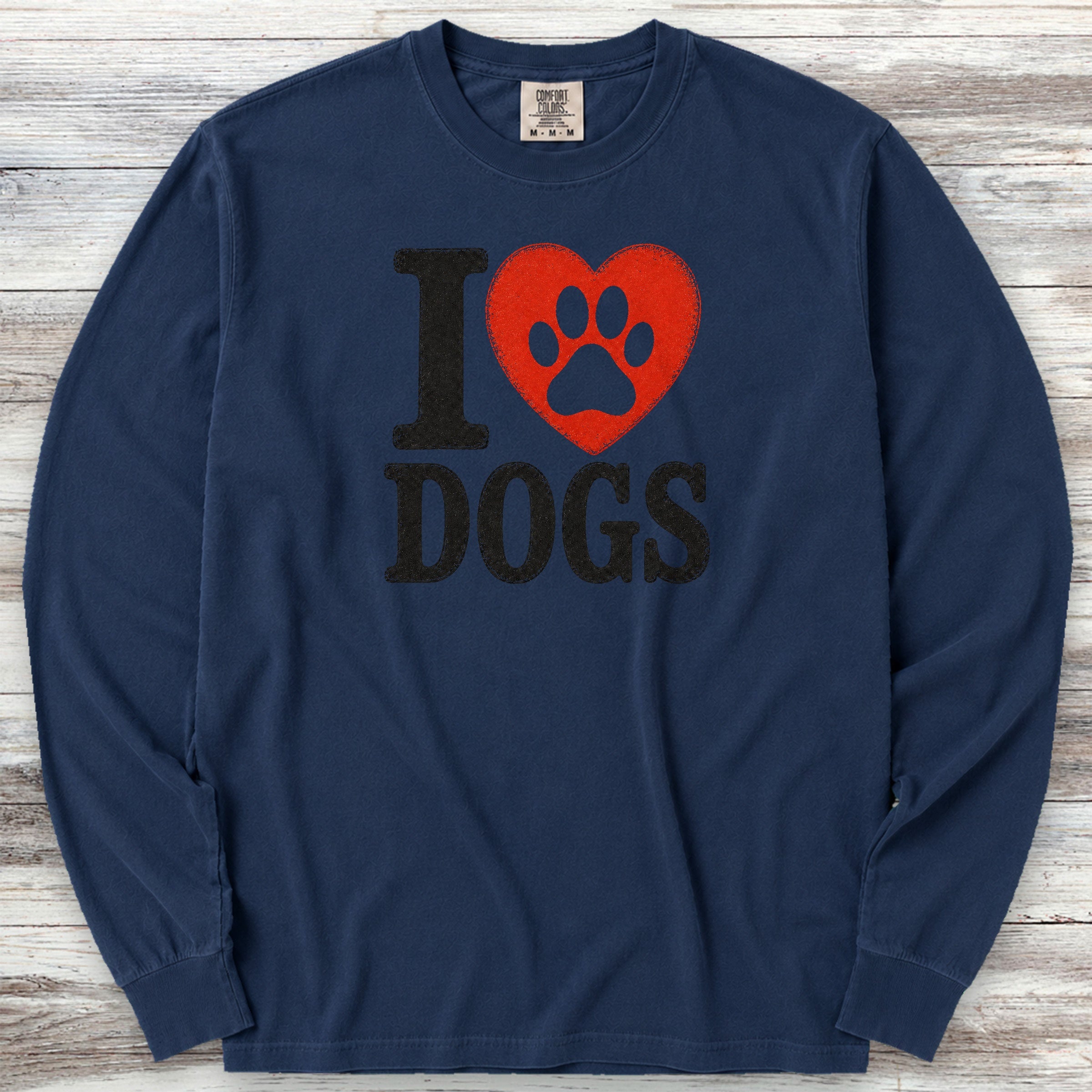 I Heart Dogs Long Sleeve Tee - True Navy