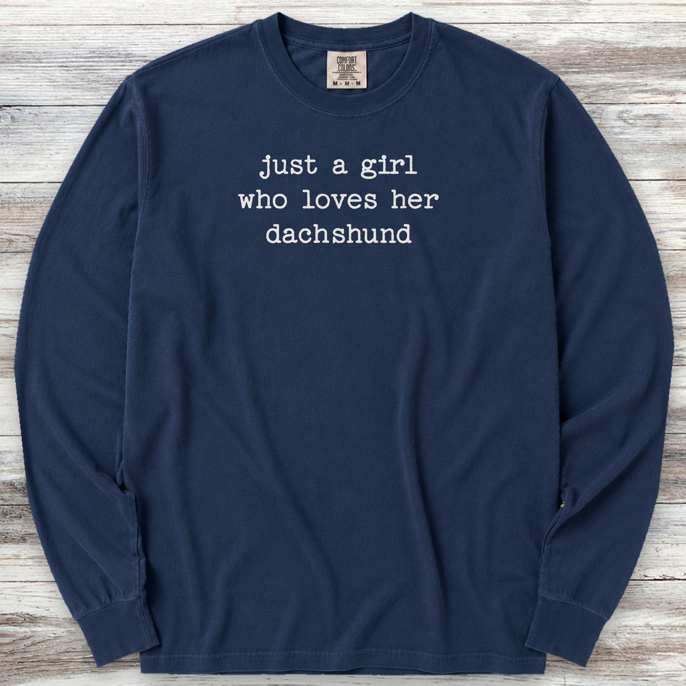 Dachshund Girl Long Sleeve Tee - True Navy