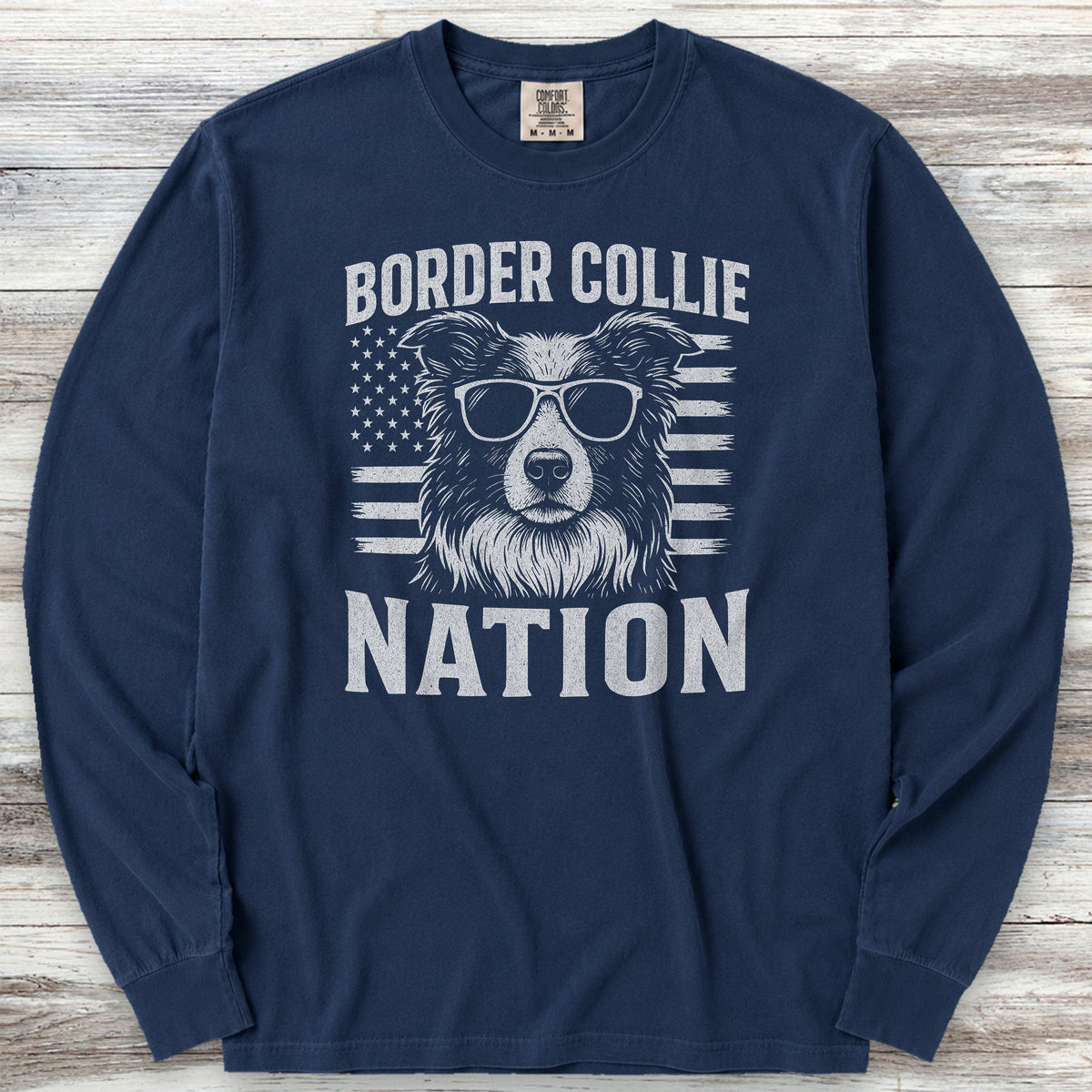 Border Collie Nation Long Sleeve Tee - True Navy