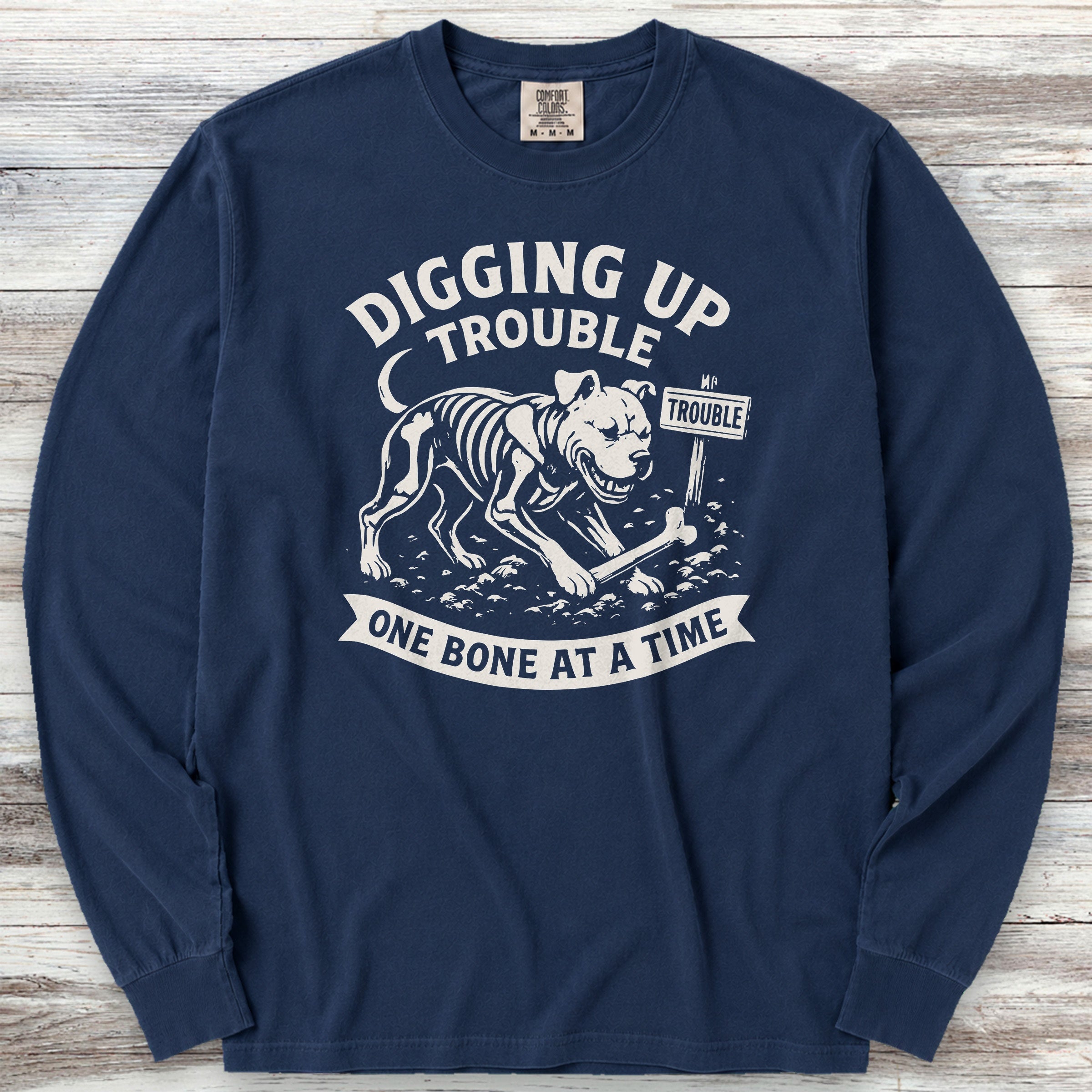 Pit Bull Trouble Long Sleeve Tee - True Navy