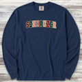 Schnauzer Holiday Faux Patchwork Long Sleeve Tee - True Navy