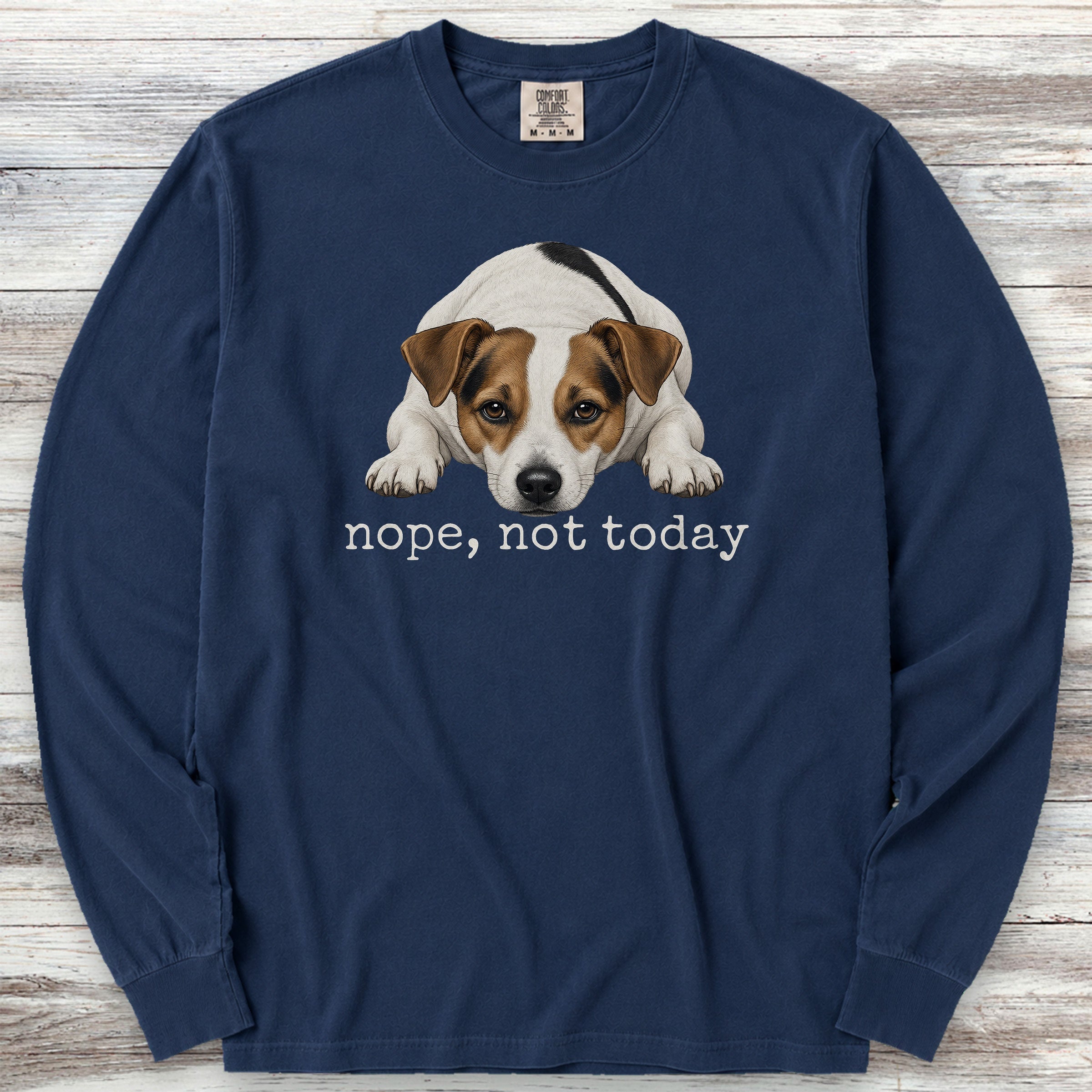 Jack Russell Nope Long Sleeve Tee - True Navy