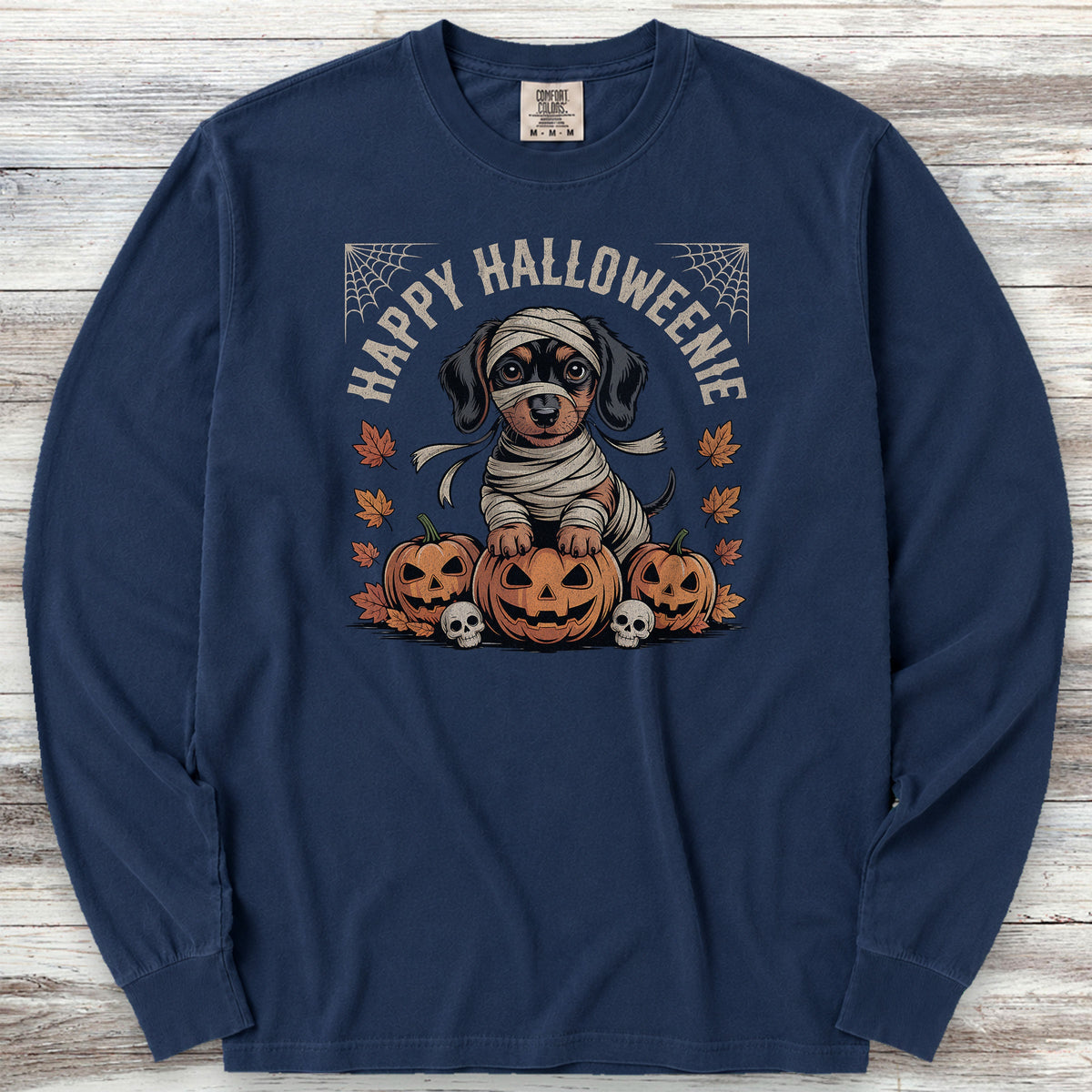 Dachshund Halloweenie Long Sleeve Tee - True Navy