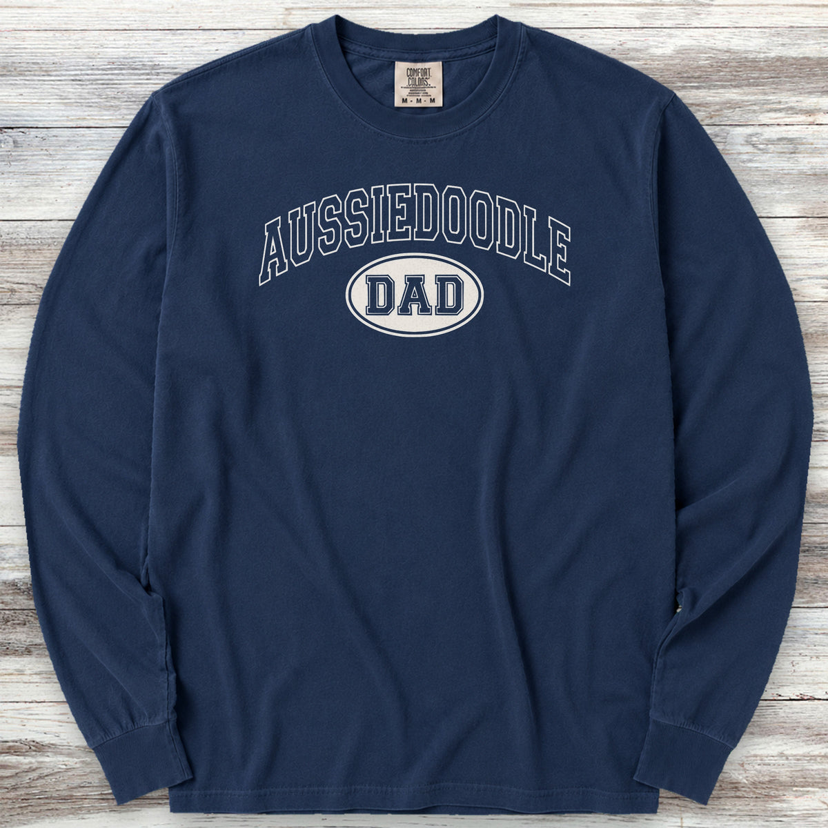 Aussiedoodle University Dad Long Sleeve Tee - True Navy