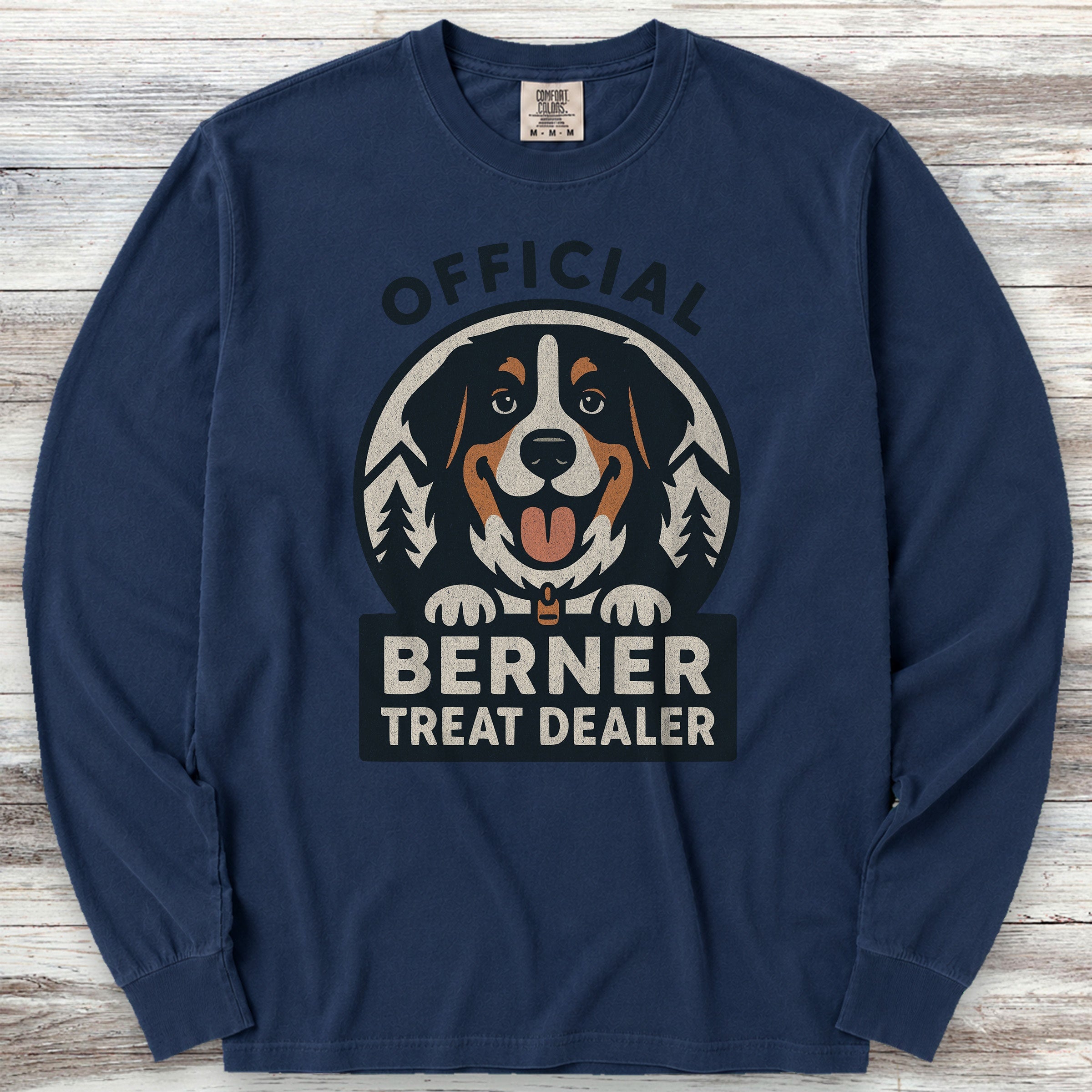 Bernese Mountain Dog Treat Dealer Long Sleeve Tee - True Navy