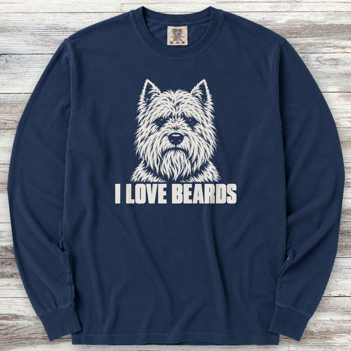 West Highland I Love Beards Long Sleeve Tee - True Navy
