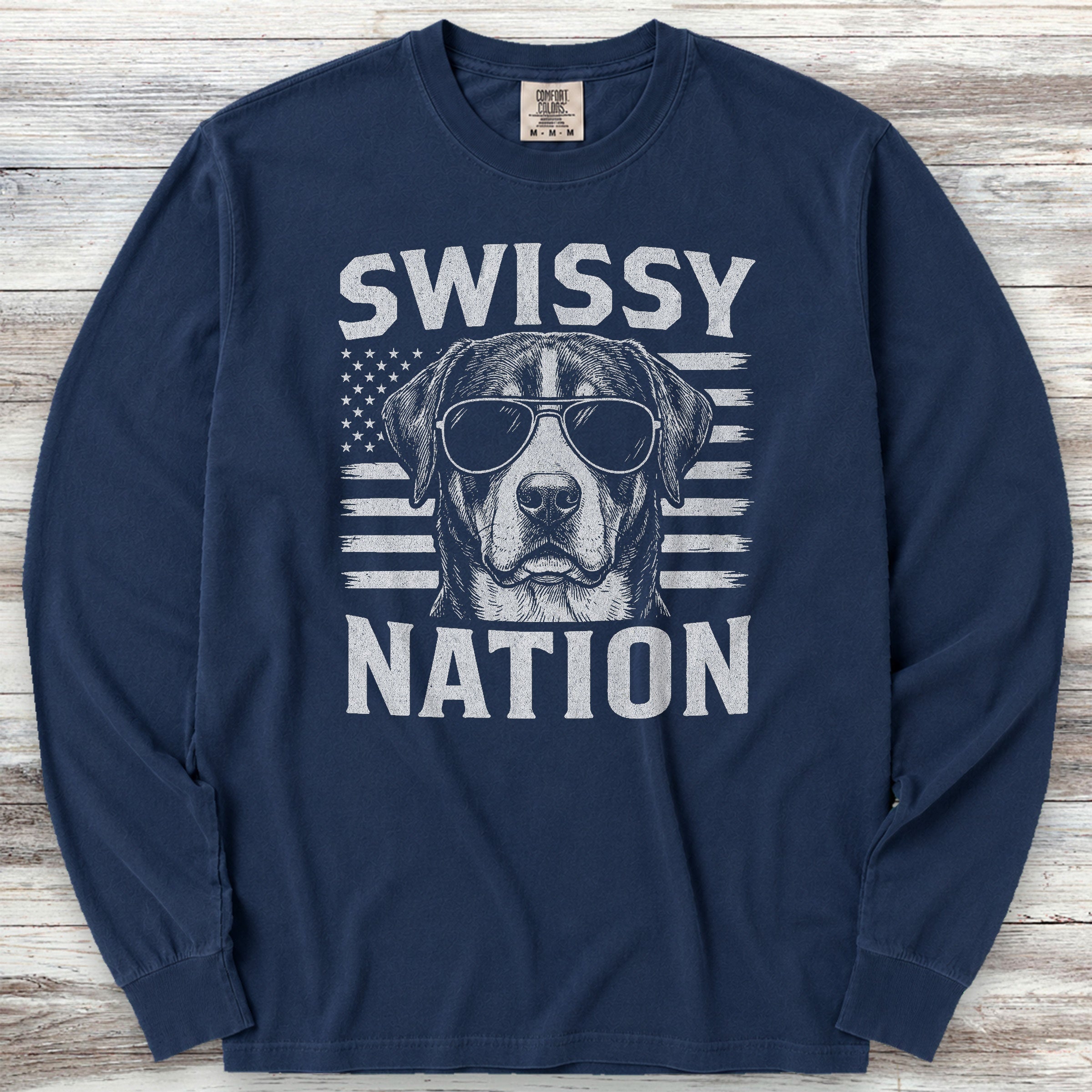 Swiss Mountain Dog Nation Long Sleeve Tee - True Navy