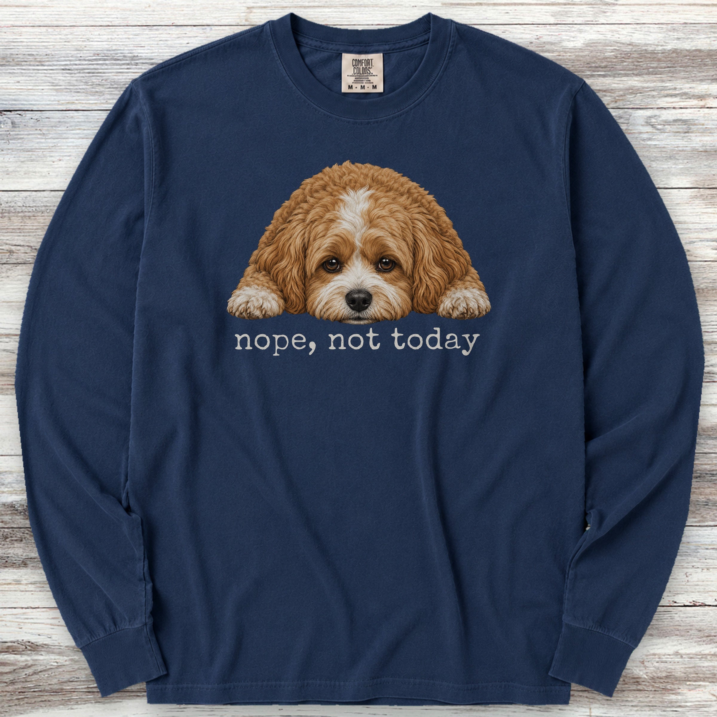 Cavapoo Nope Long Sleeve Tee - True Navy