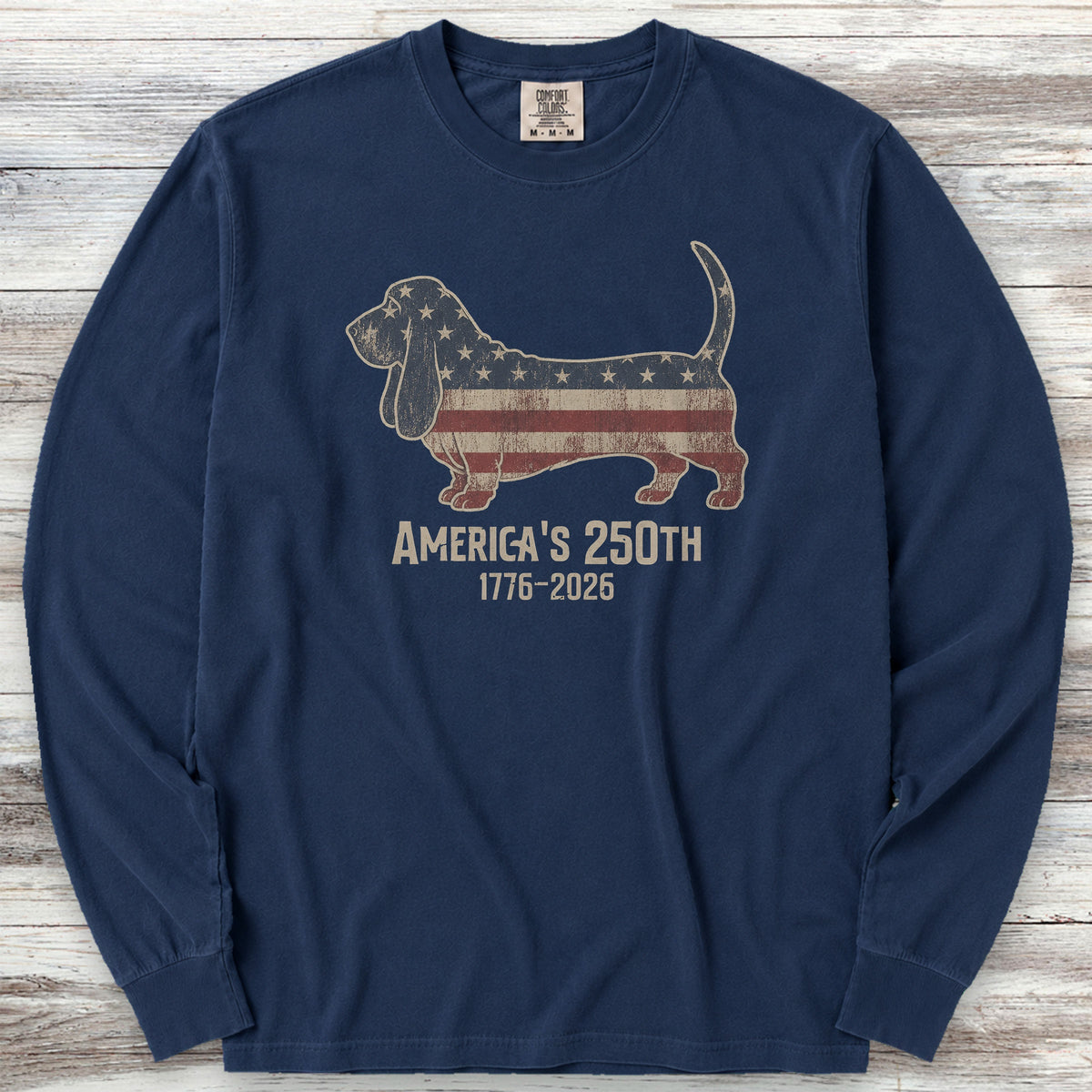 Basset Hound 250 Long Sleeve Tee - True Navy