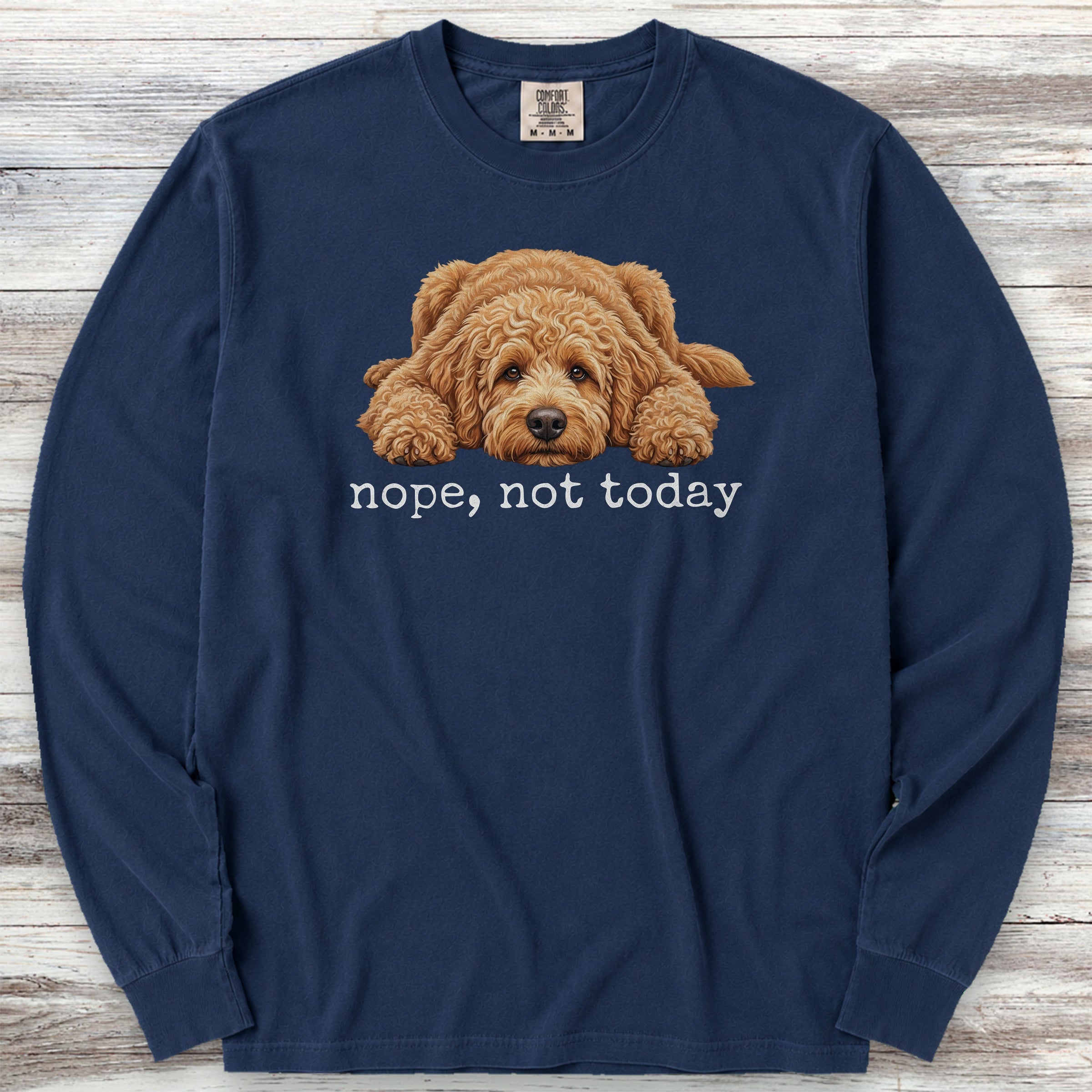 Goldendoodle Nope Long Sleeve Tee - True Navy