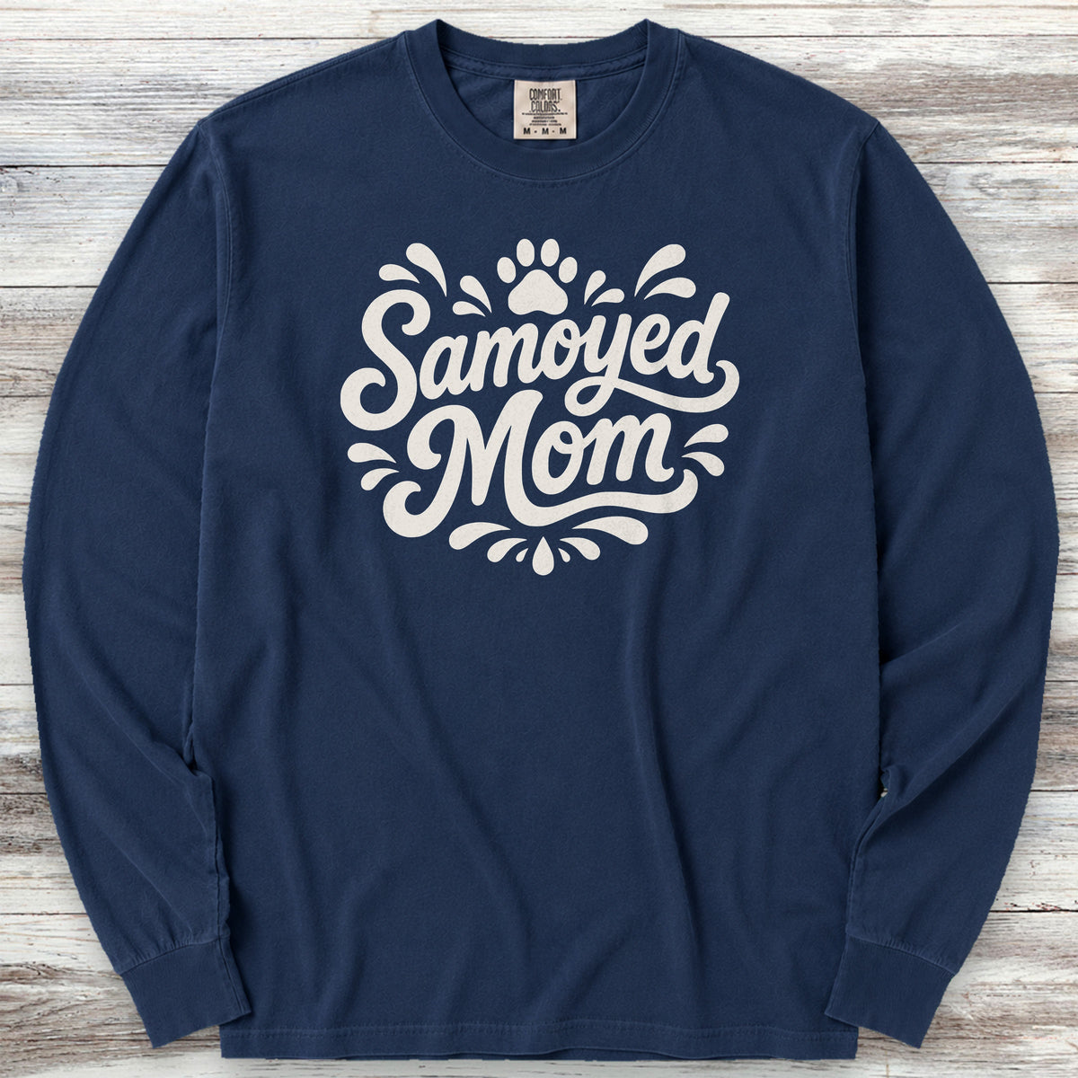 Samoyed Groovy Mom Long Sleeve Tee - True Navy