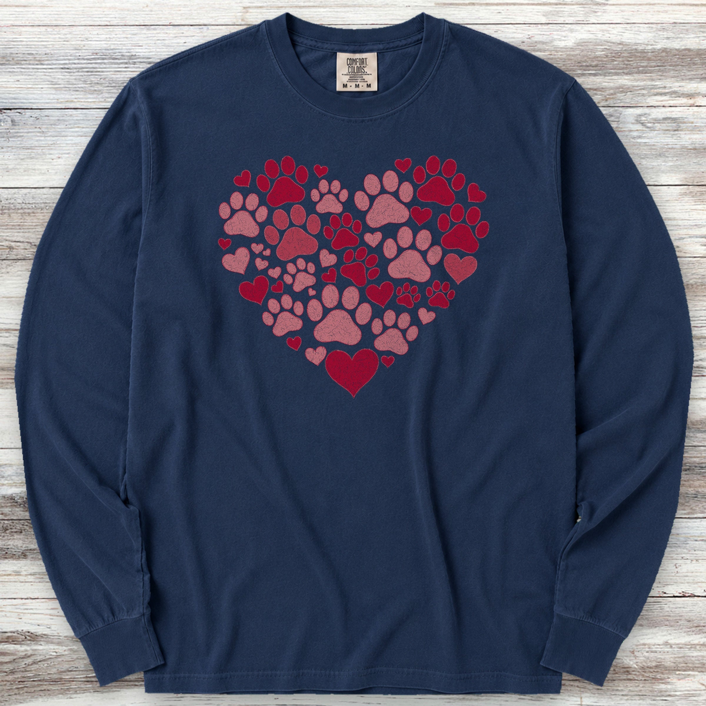 Heart & Paw Long Sleeve Tee - True Navy