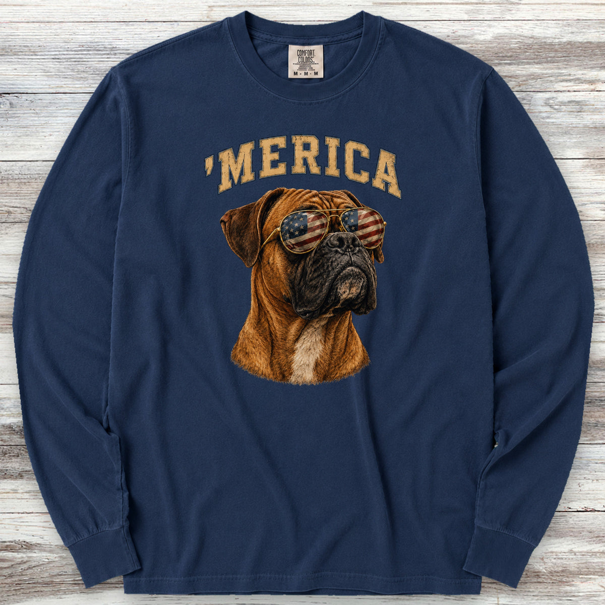 Boxer 'Merica Long Sleeve Tee - True Navy