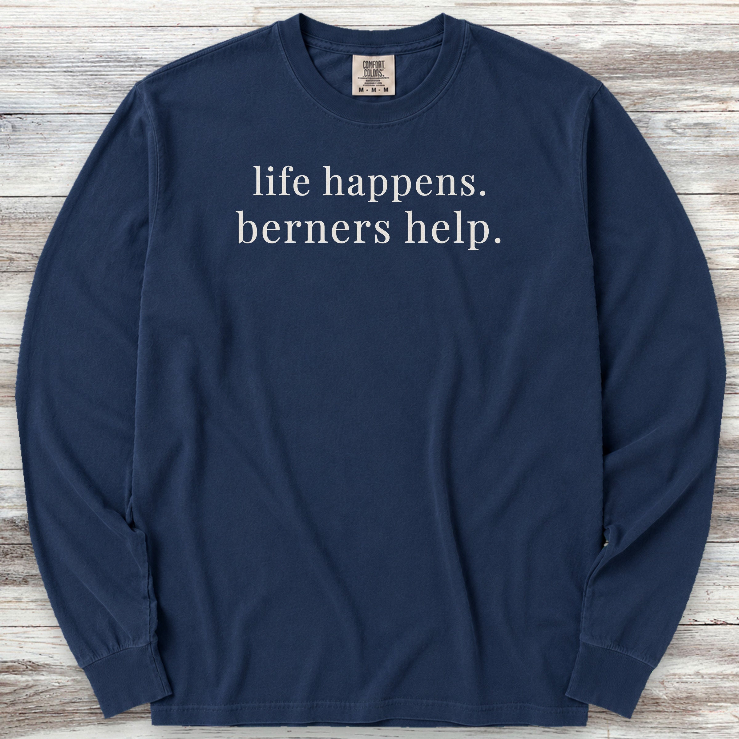 Bernese Mountain Dogs Help Long Sleeve Tee - True Navy