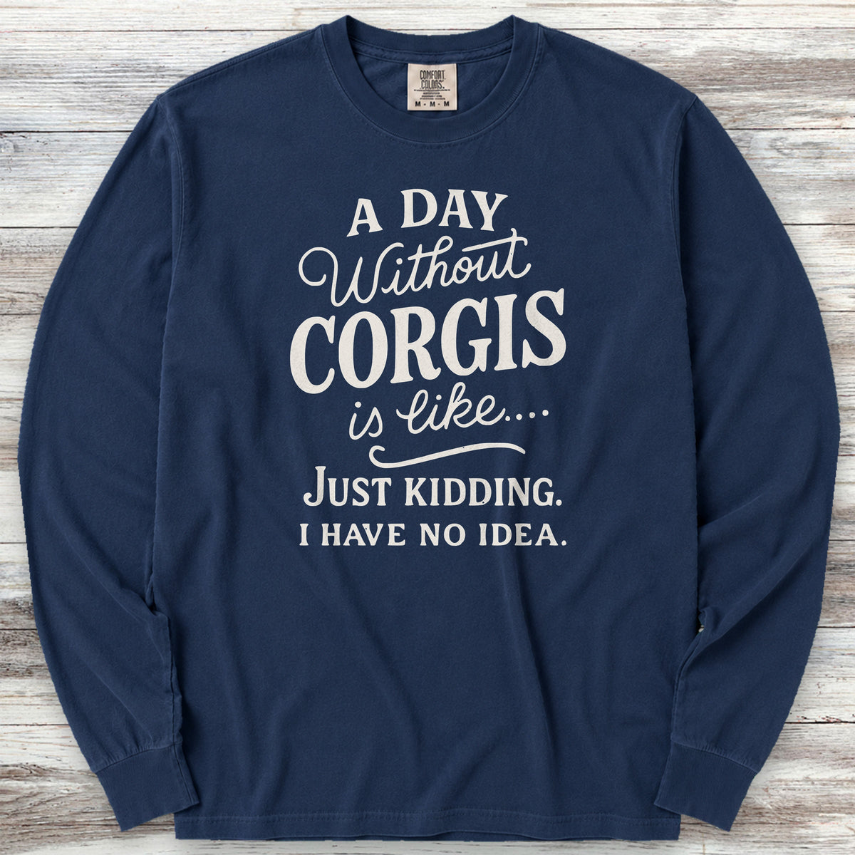 Corgi Days Long Sleeve Tee - True Navy