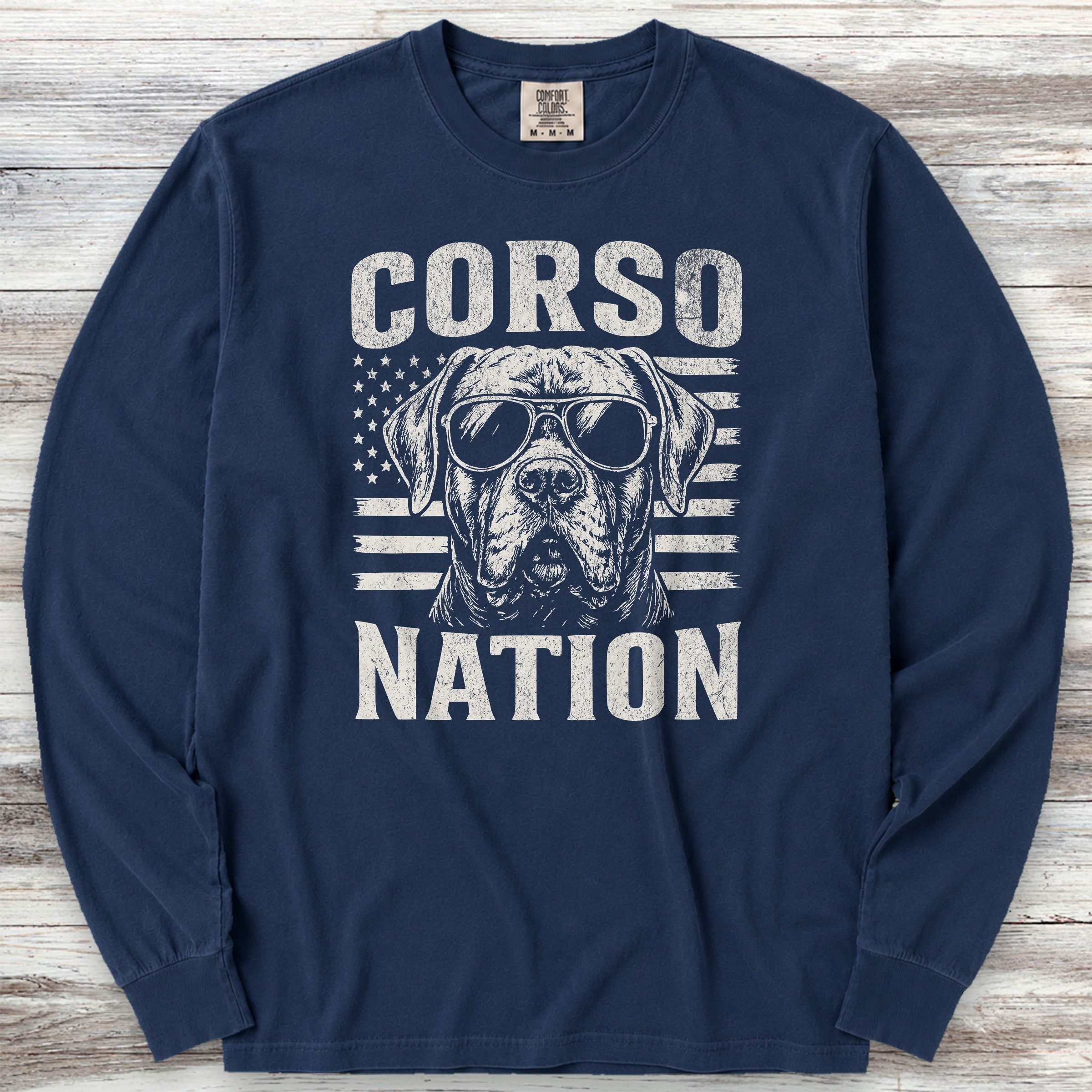 Cane Corso Nation Long Sleeve Tee - True Navy
