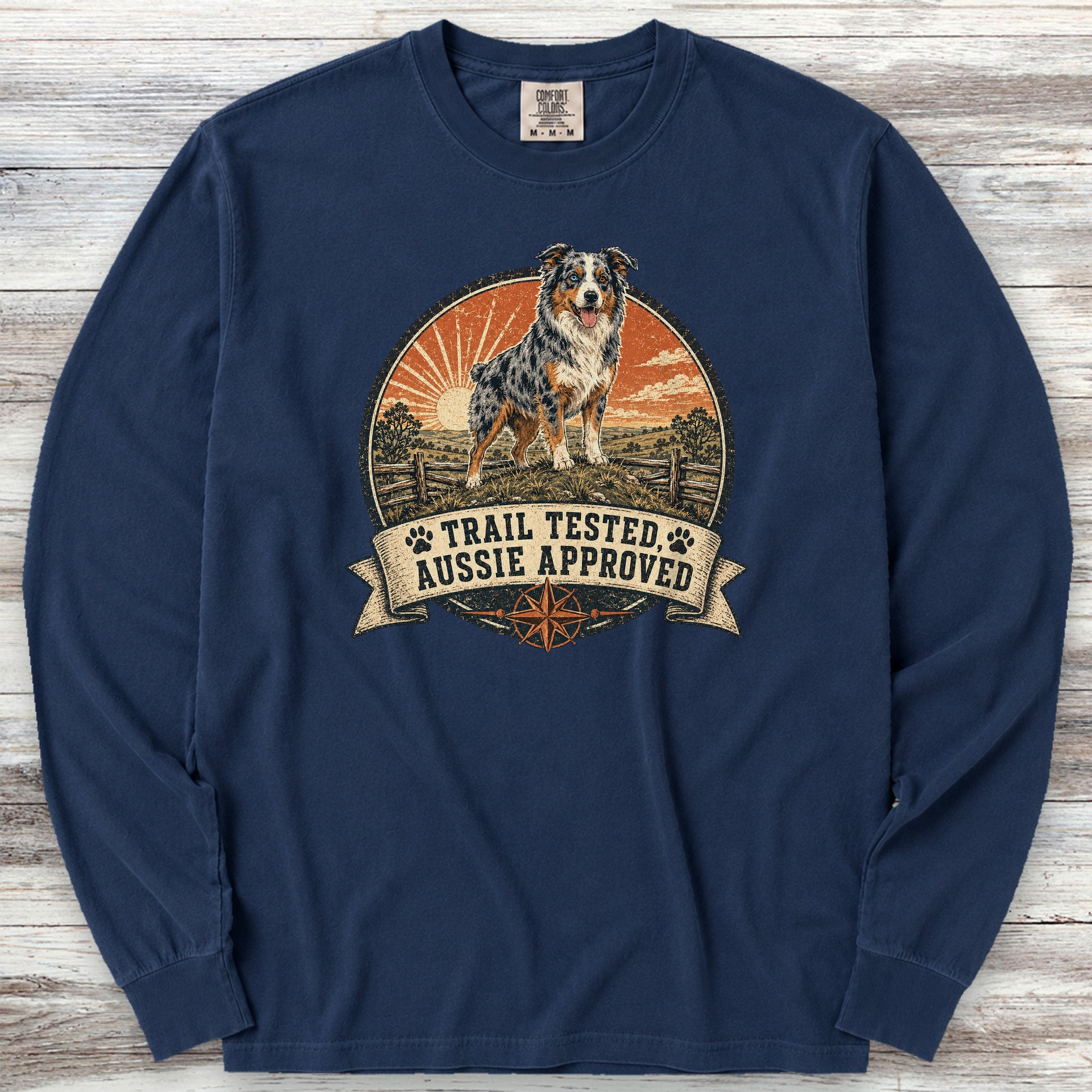 Australian Shepherd Tested Long Sleeve Tee - True Navy