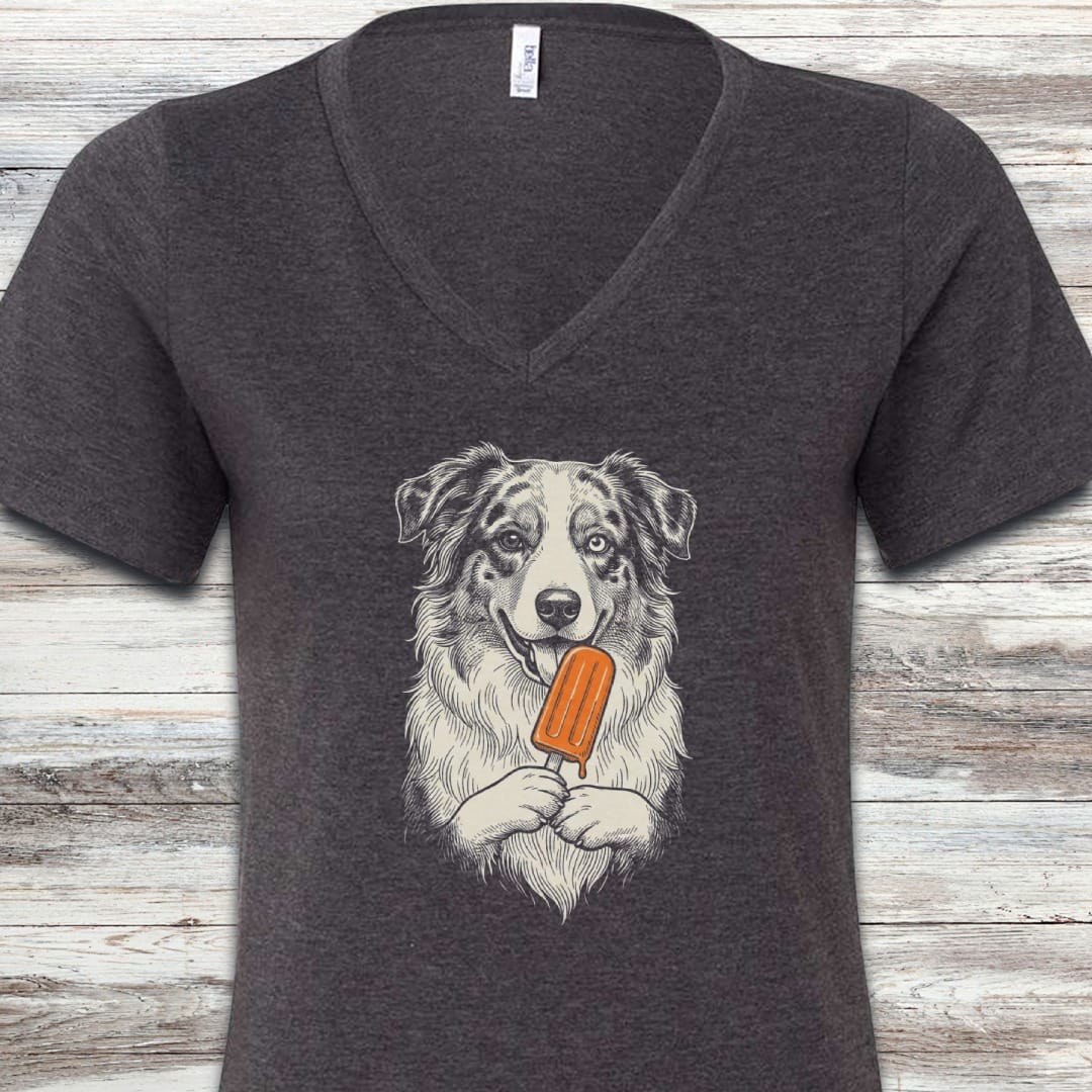 Australian Shepherd Pupsicle V-Neck Tee