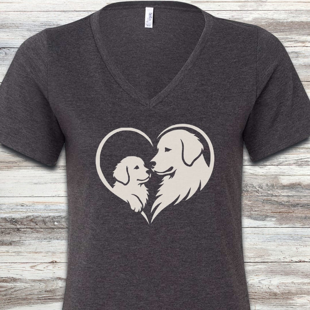 Golden Retriever Heart Bond V-Neck Tee