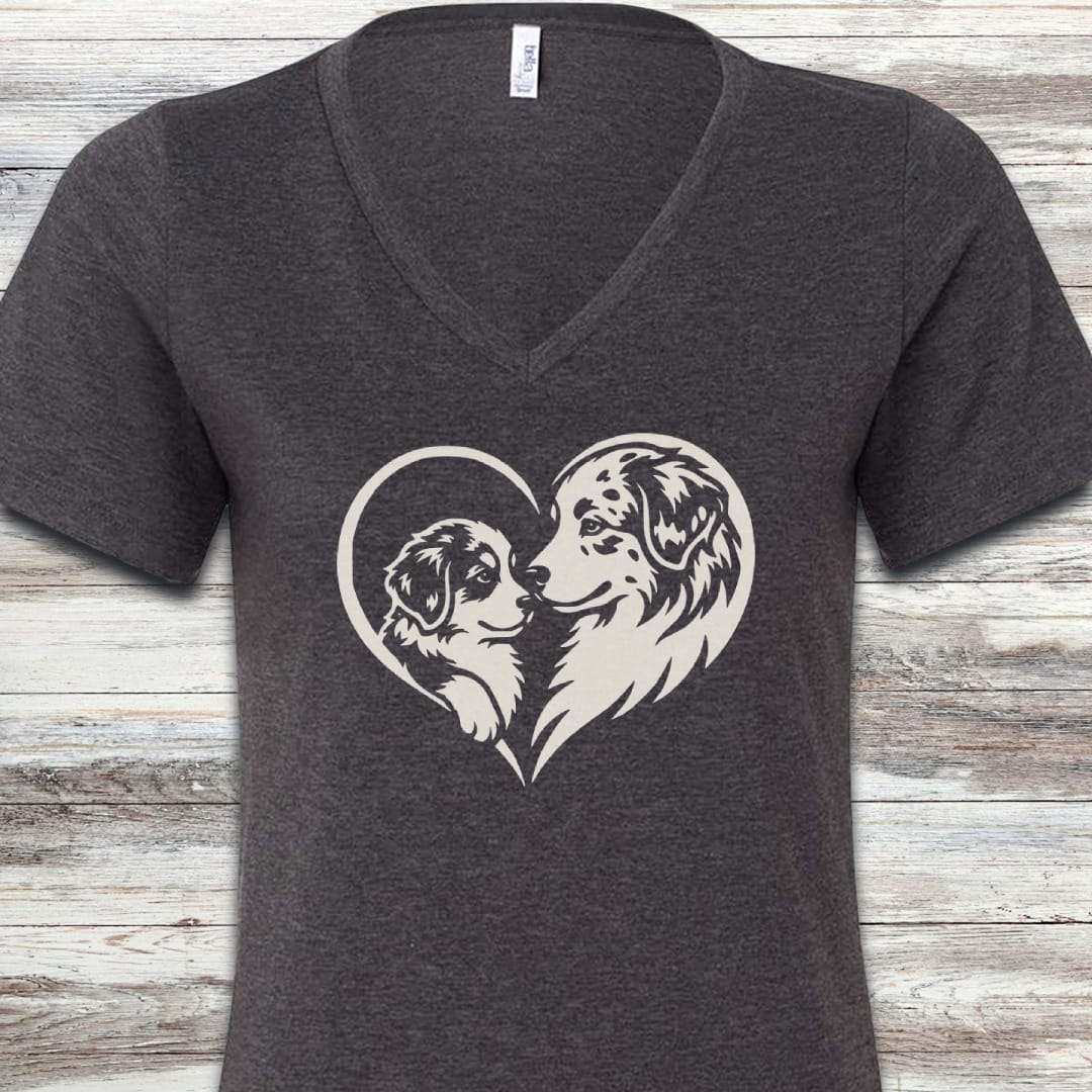 Australian Shepherd Heart Bond V-Neck Tee