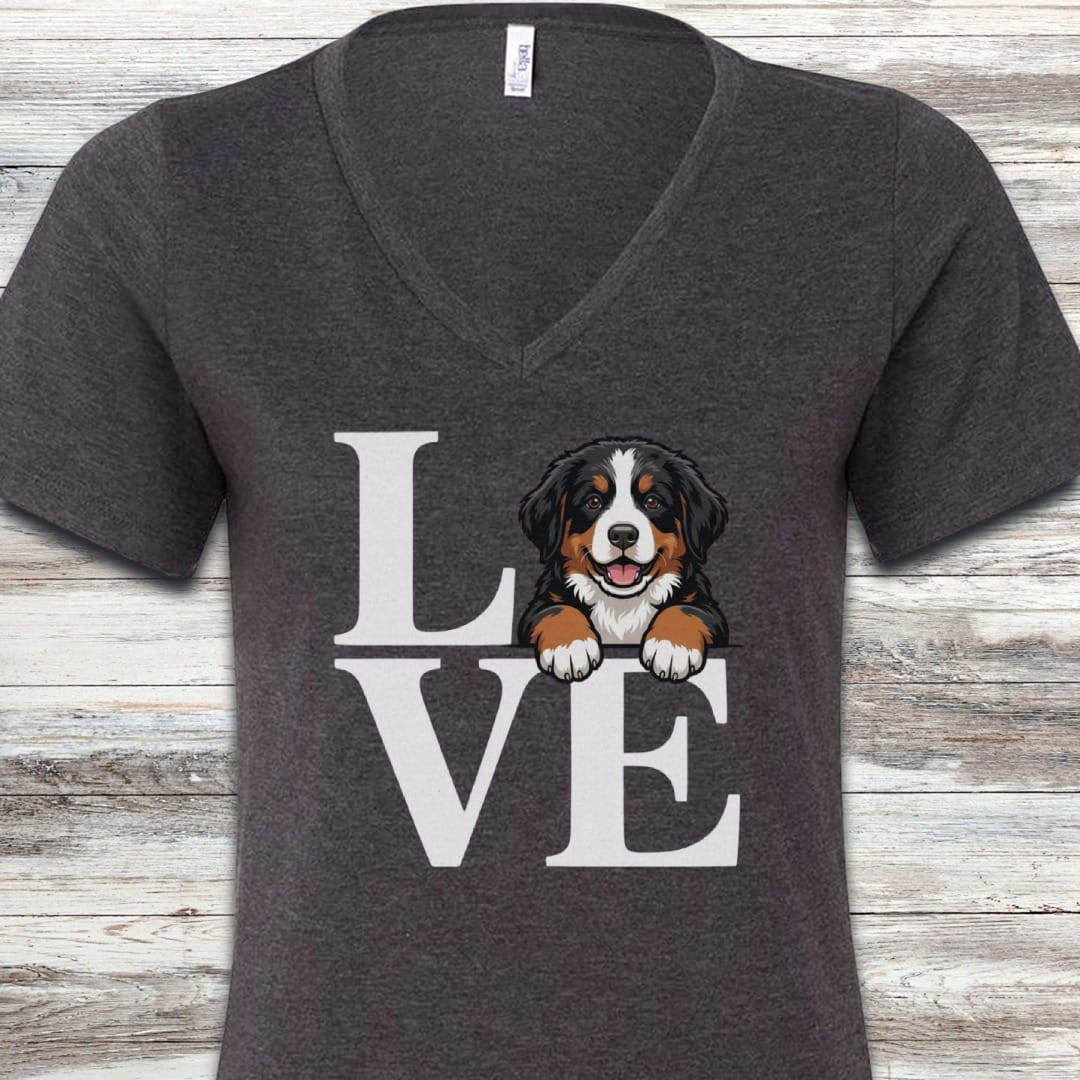 Bernese Mountain Dog Puppy Love V-Neck Tee