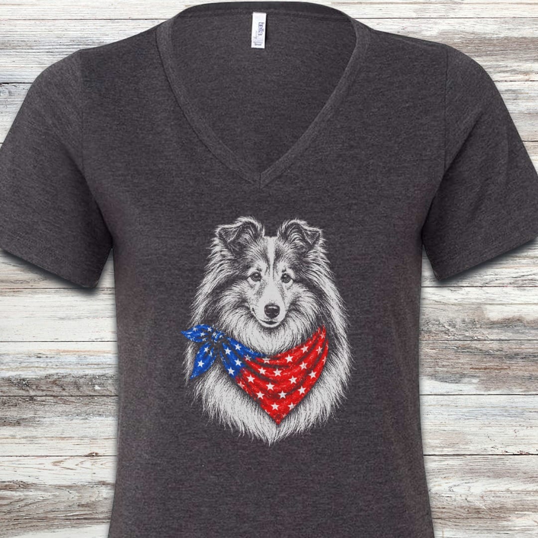 Shetland Sheepdog USA V-Neck