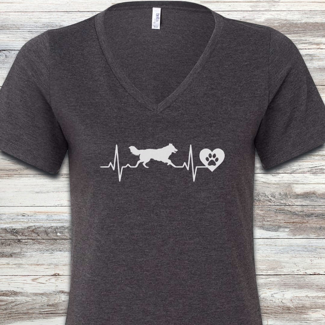 Border Collie Heartbeat V-Neck