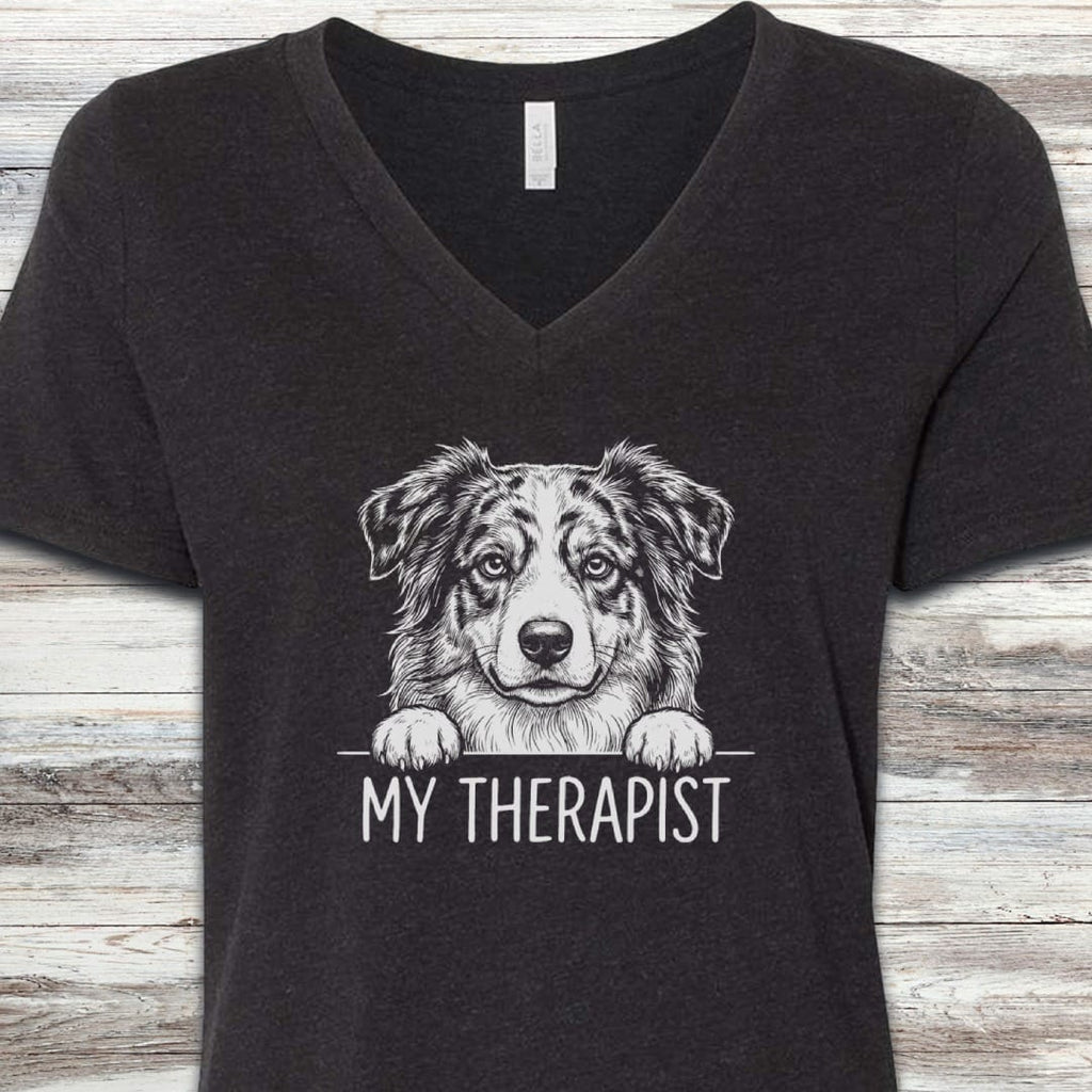 Australian Shepherd Therapist V-Neck Tee