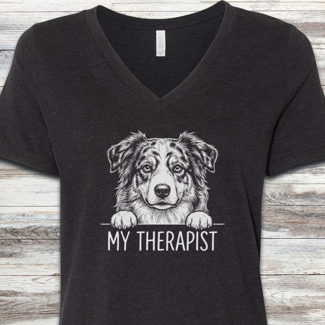 Australian Shepherd Therapist V-Neck Tee