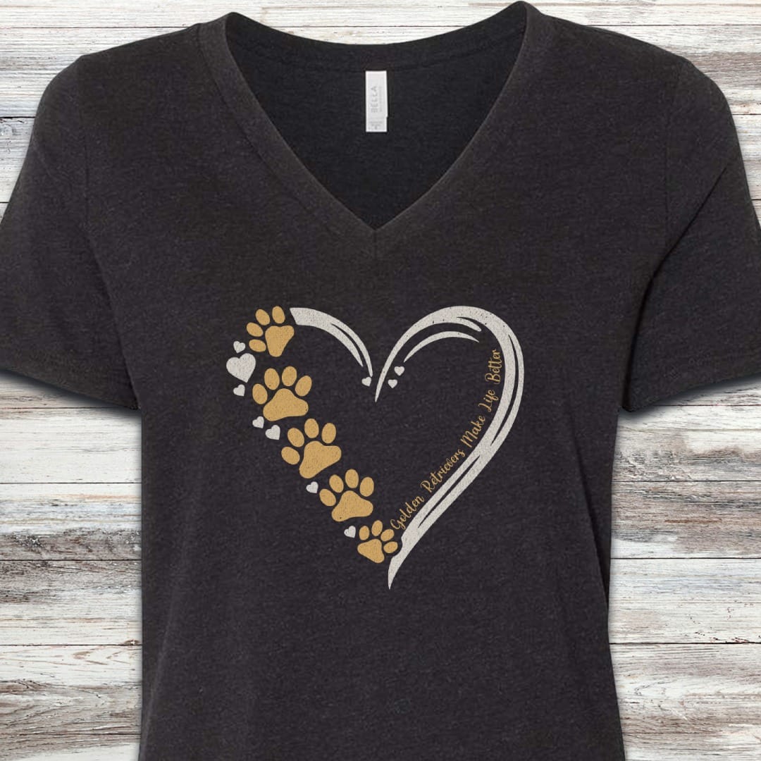 Golden Retriever Loyal Heart V-Neck Tee