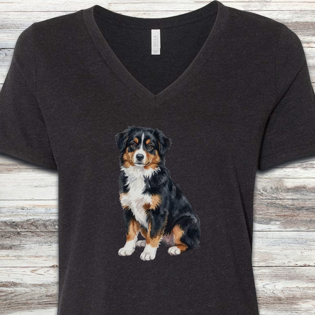 Australian Shepherd Tri Watercolor V-Neck Tee