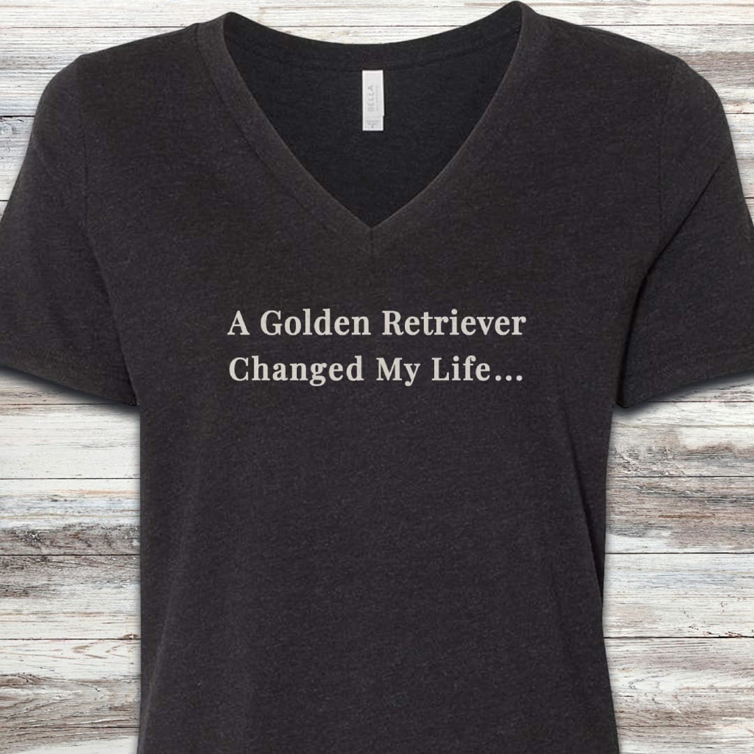 Golden Retriever Changed Life V-Neck Tee