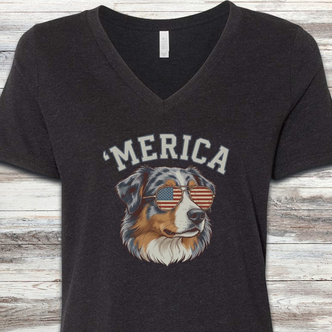 Australian Shepherd 'Merica V-Neck Tee