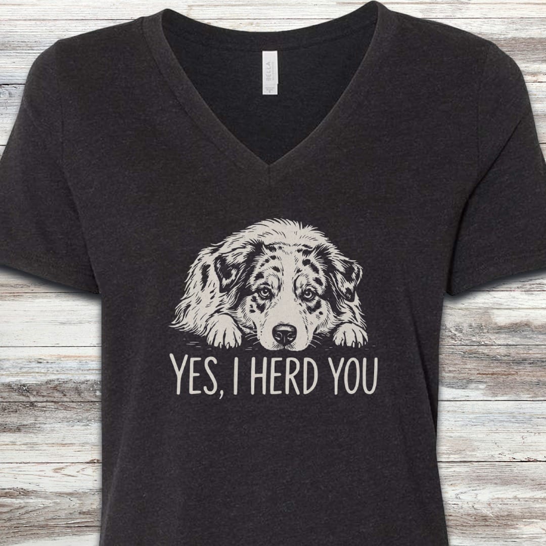 Australian Shepherd Herd You V-Neck Tee
