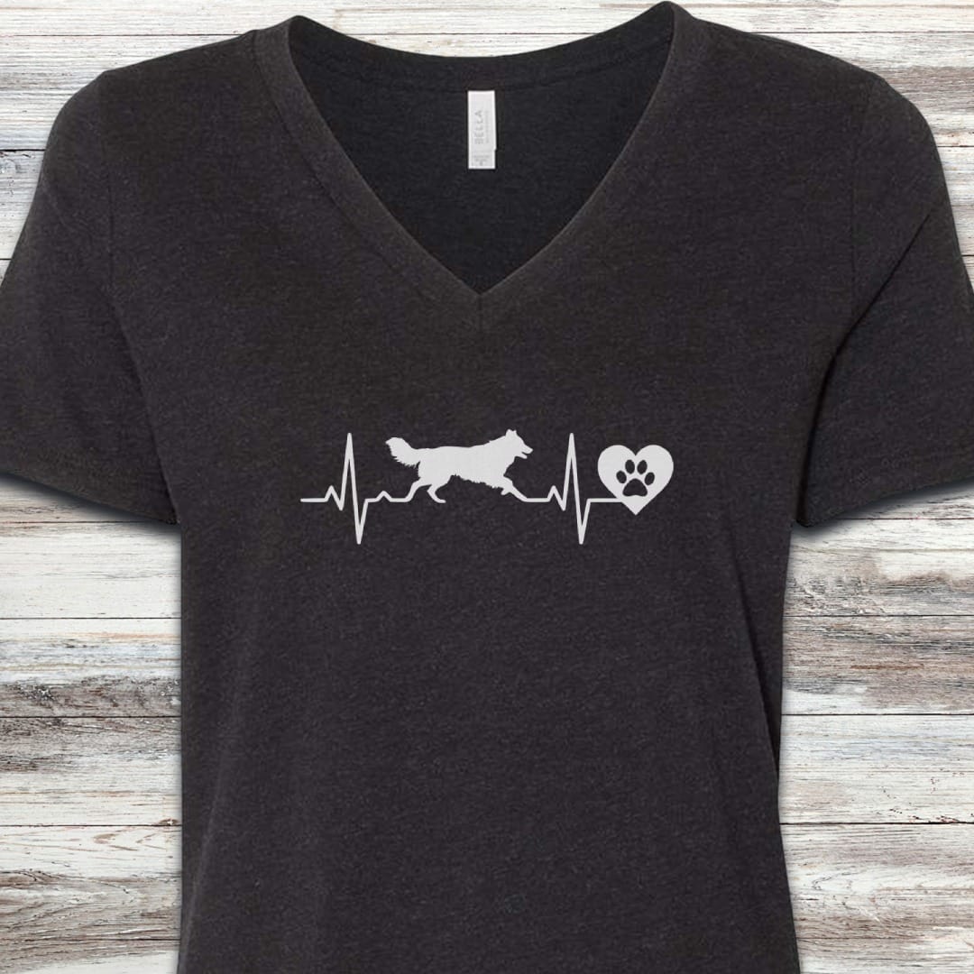 Border Collie Heartbeat V-Neck