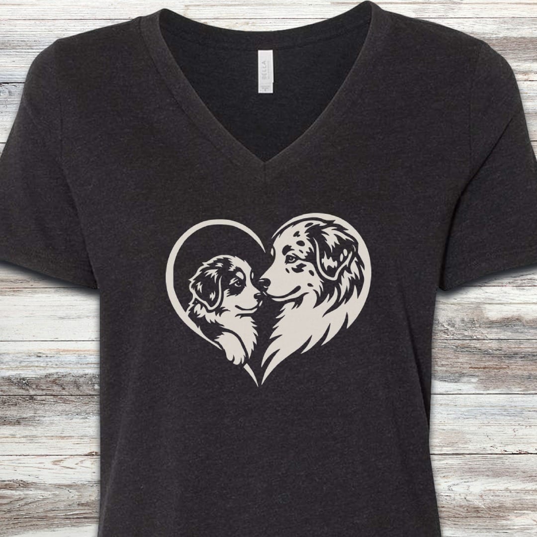 Australian Shepherd Heart Bond V-Neck Tee