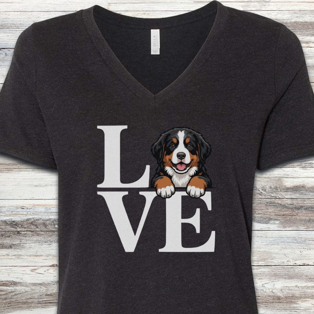 Bernese Mountain Dog Puppy Love V-Neck Tee