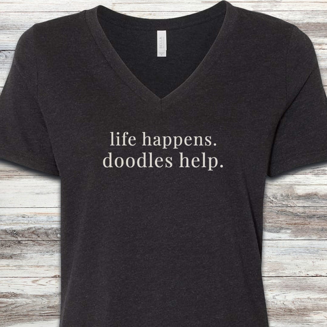 Doodle Help V-Neck Tee