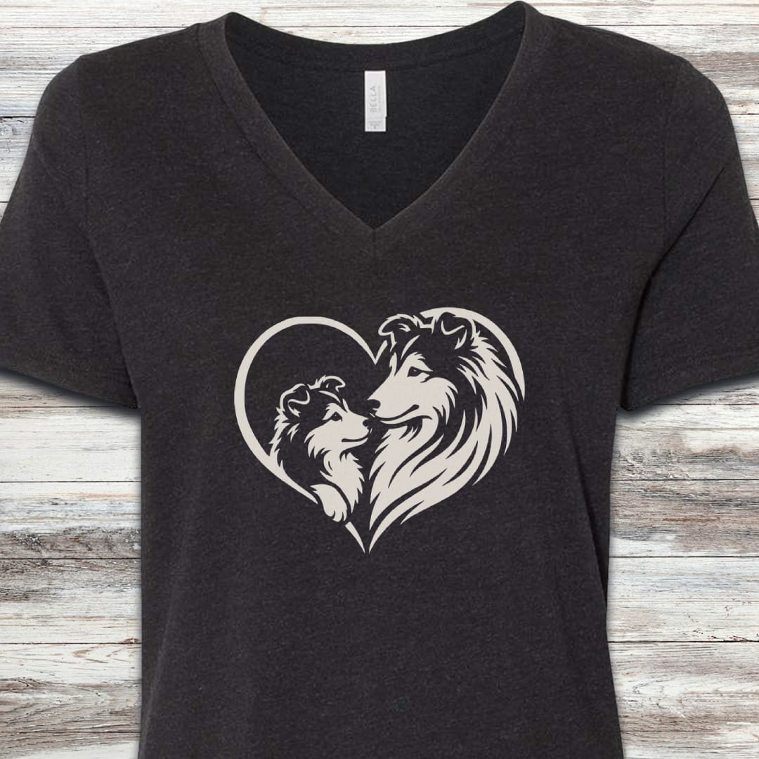 Shetland Sheepdog Heart Bond V-Neck Tee